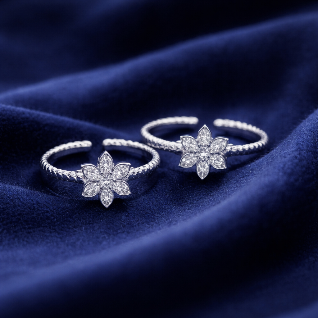 Silver Flower Toe Ring