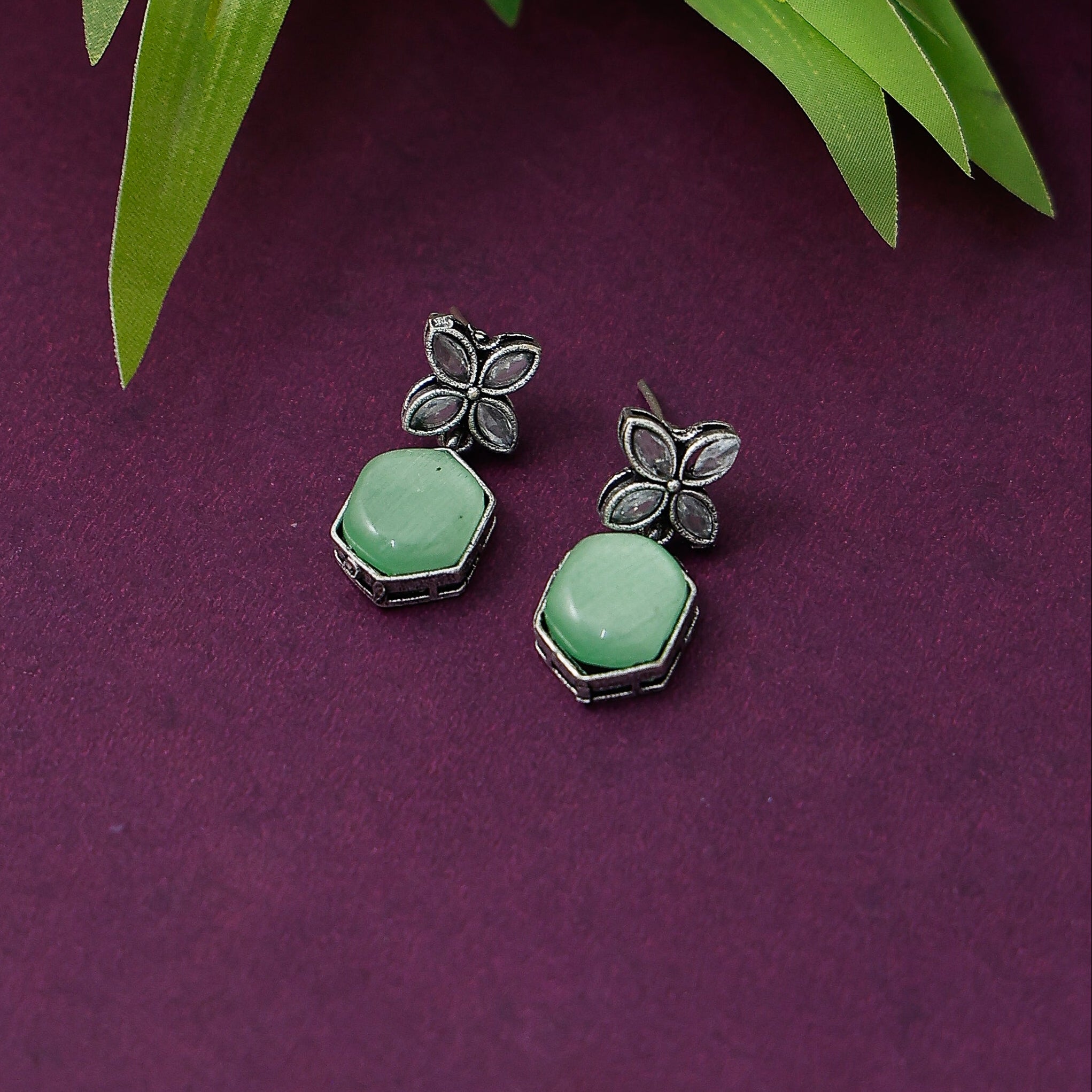 Trendy floral stone earrings for festive occasions