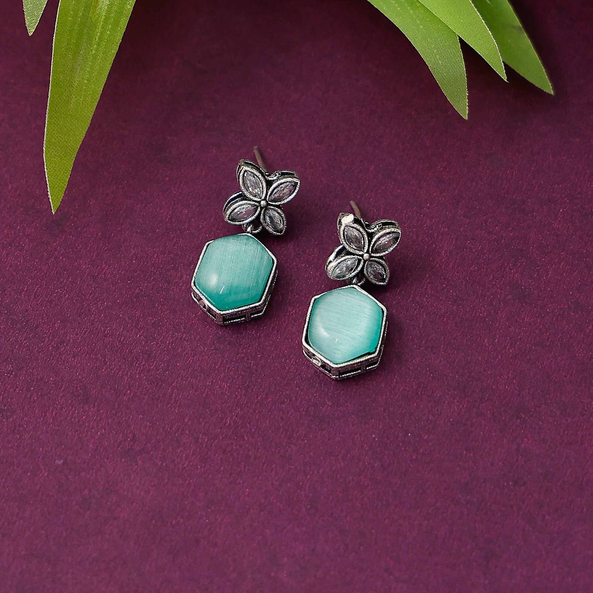 Stylish floral hexagon earrings for party wear