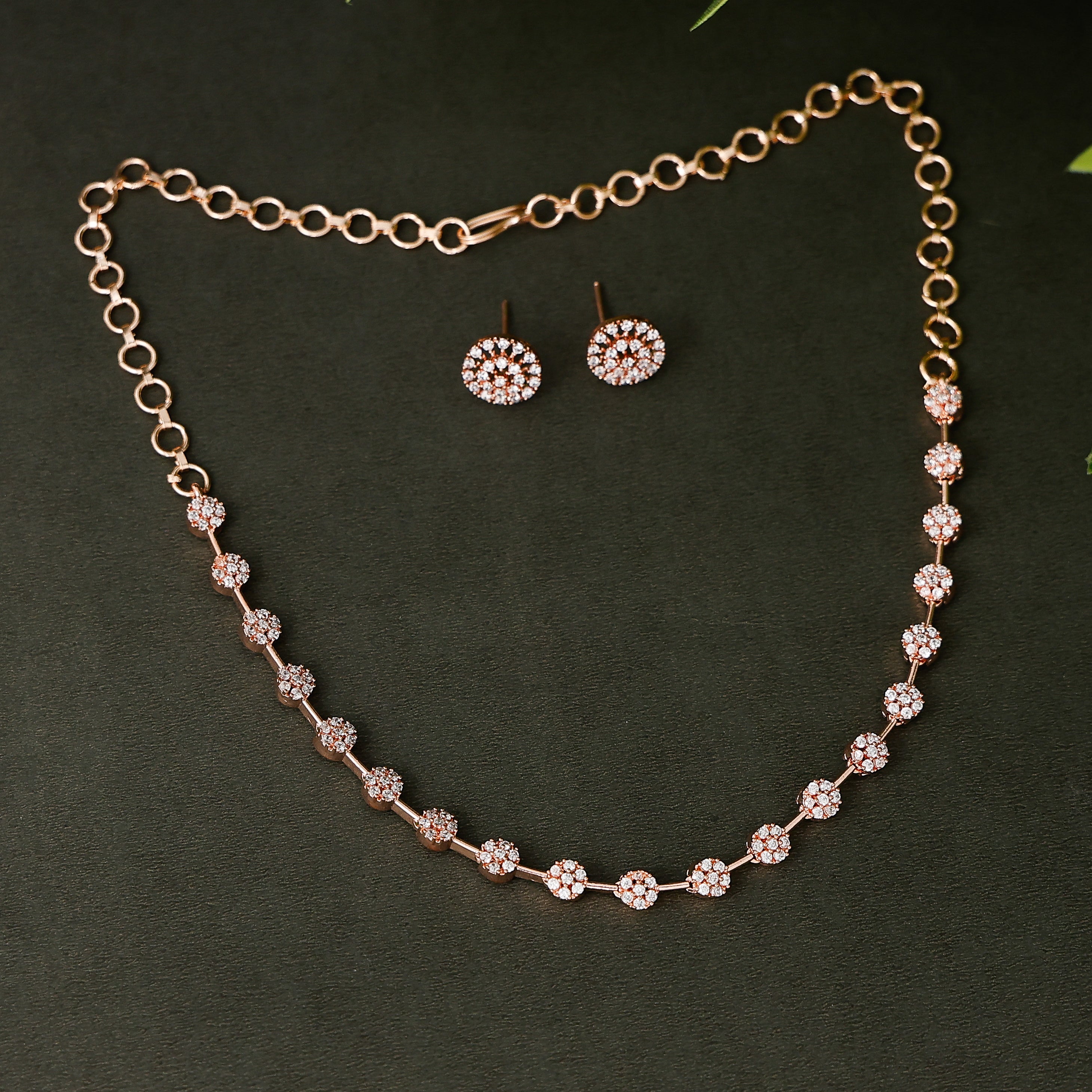 Floral Short Necklace with Earring