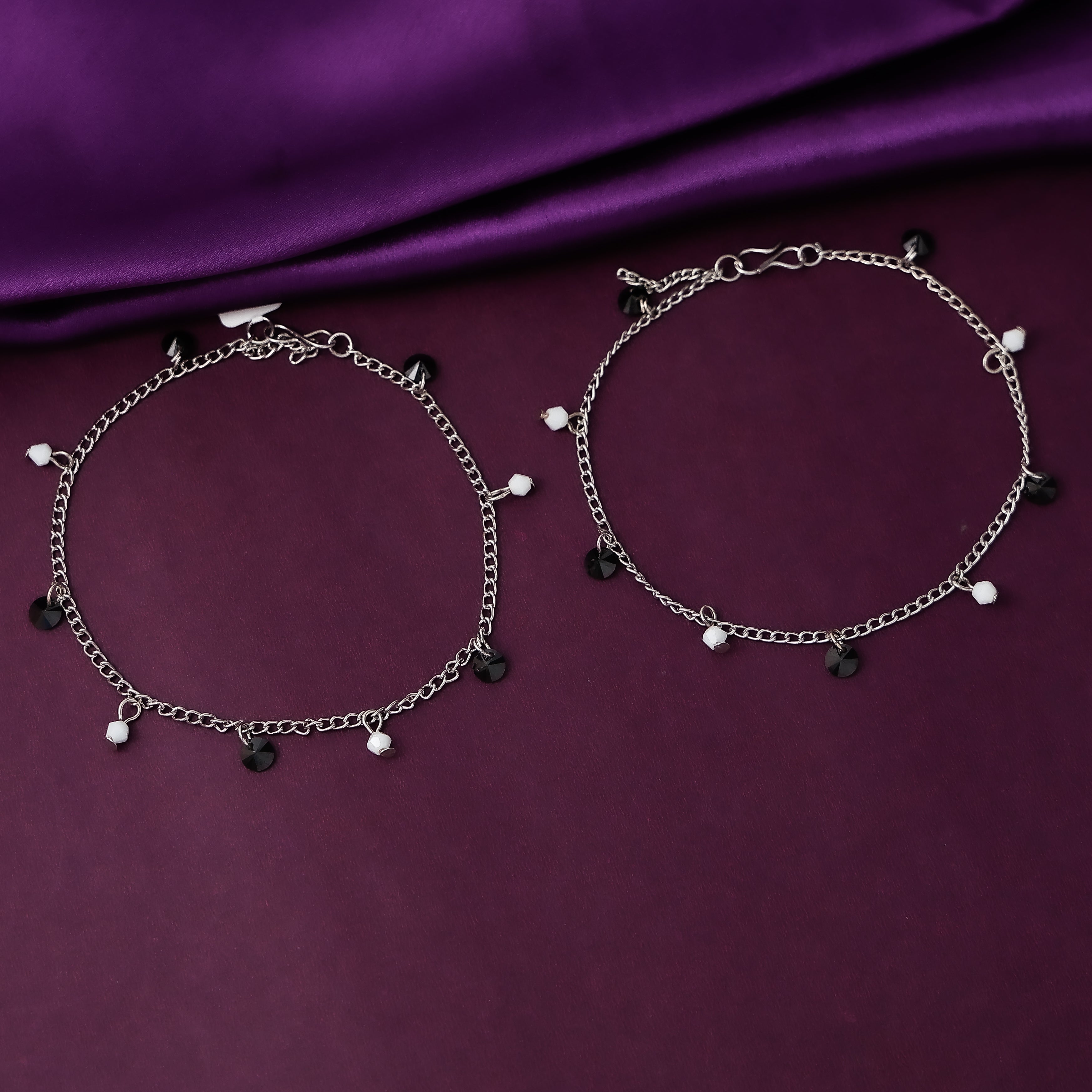 Traditional silver-tone anklet jewellery for women