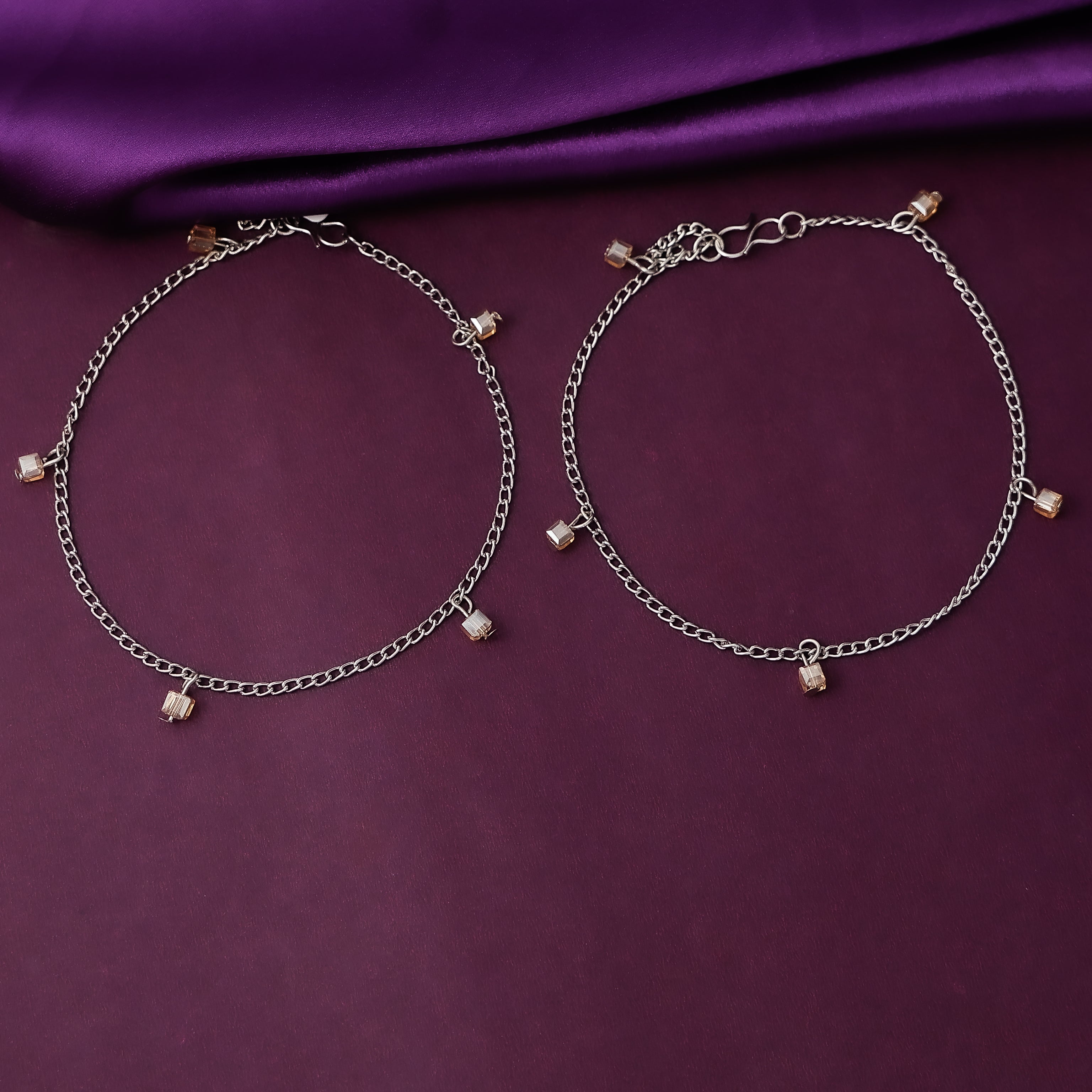 Traditional silver chain anklet jewellery for women