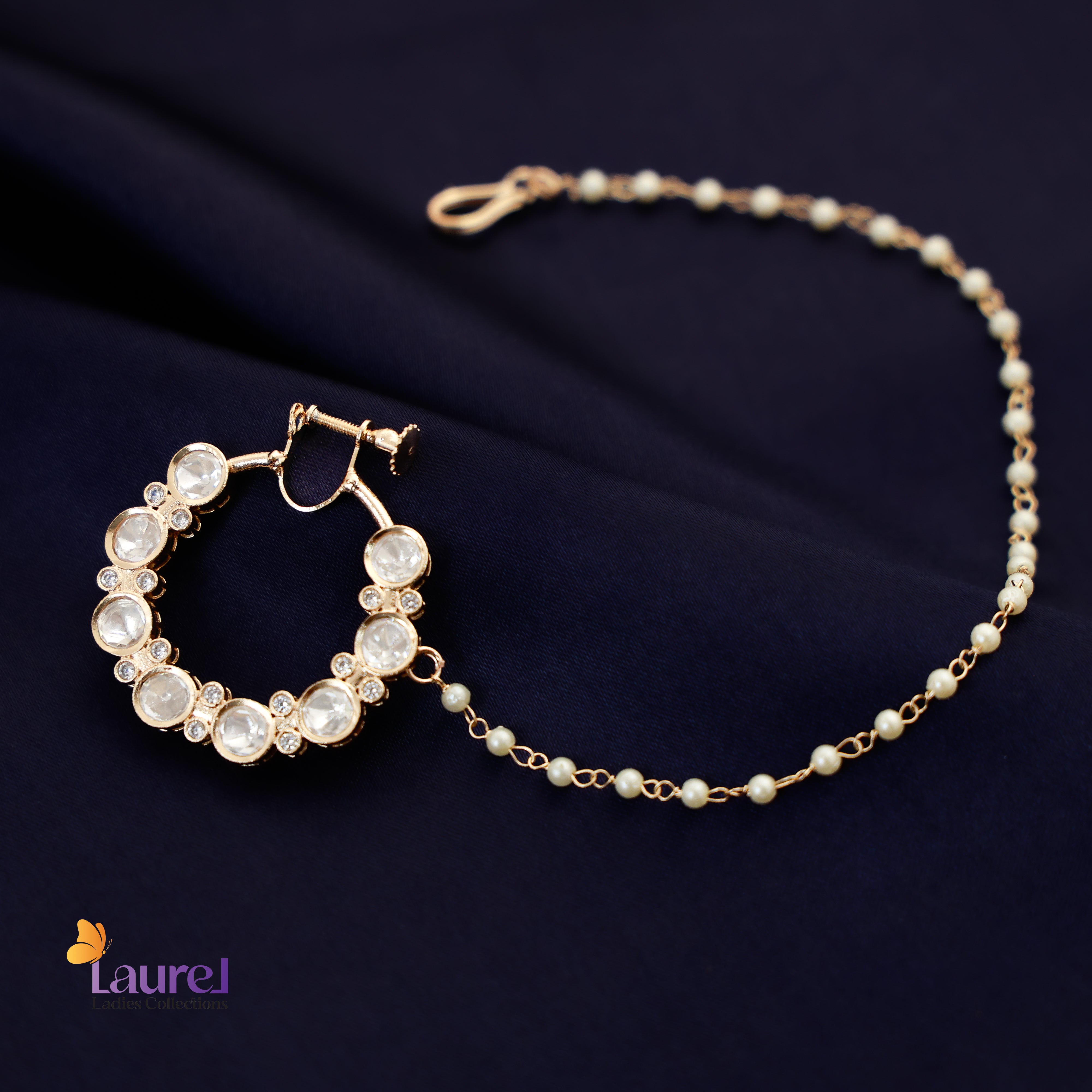Kundan Pearl Nose Mati