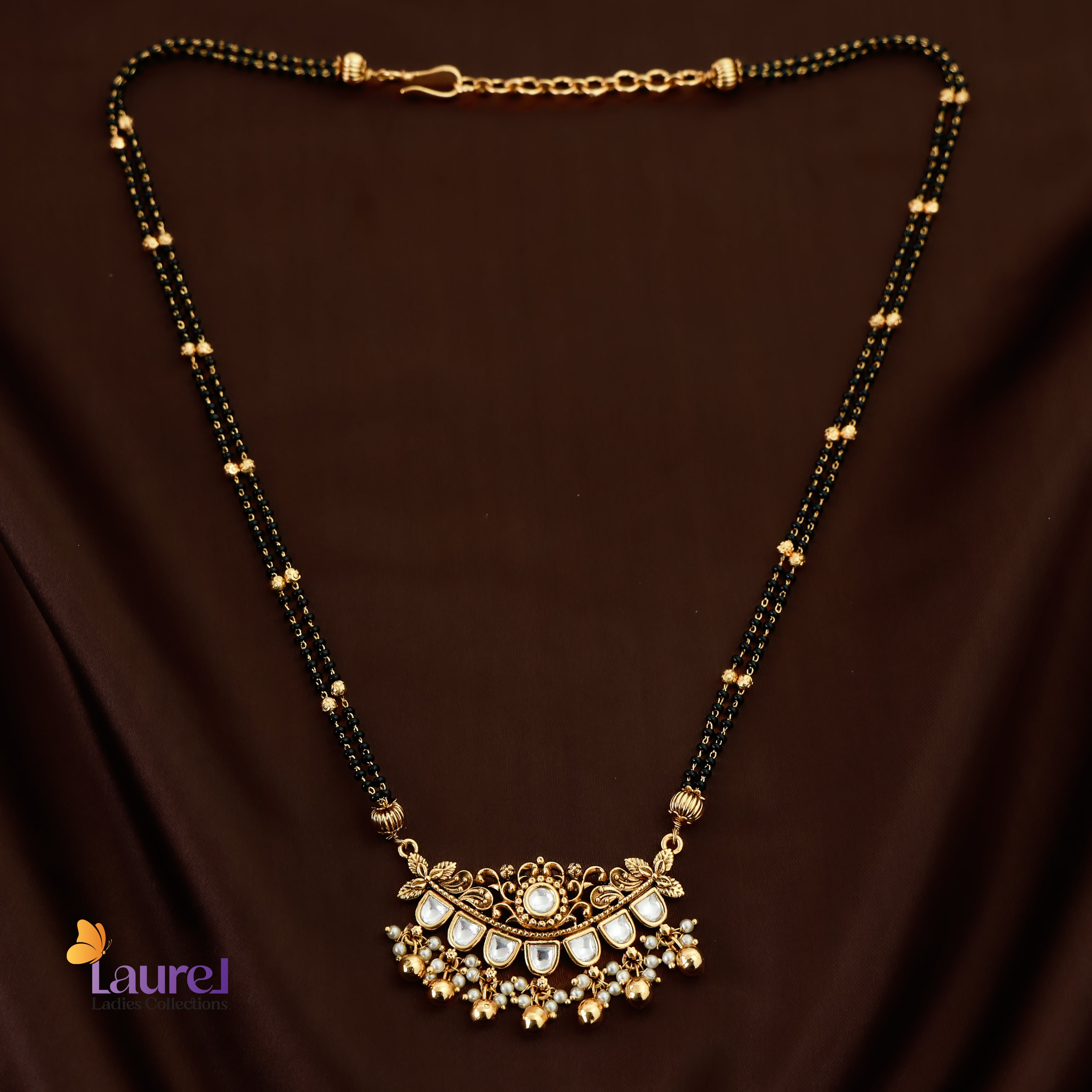 Golden Pearl Mangalsutra Neckpiece with Earring