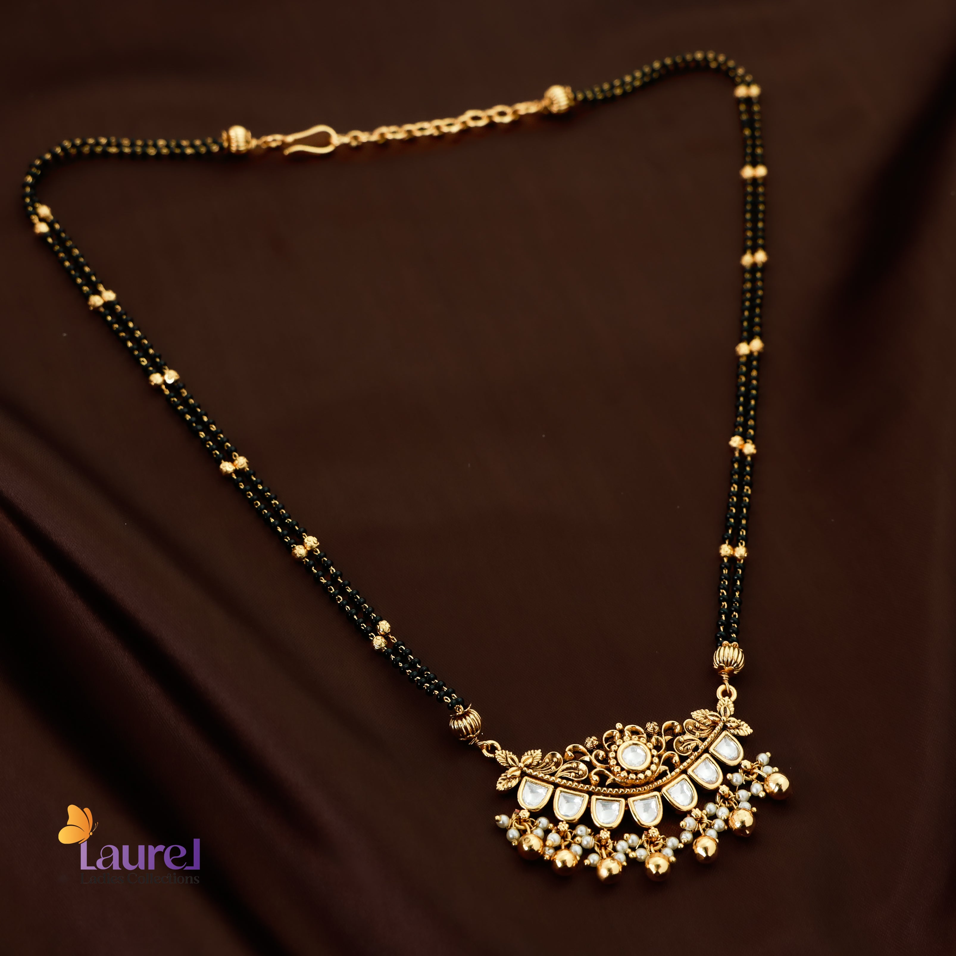Golden Pearl Mangalsutra Neckpiece with Earring