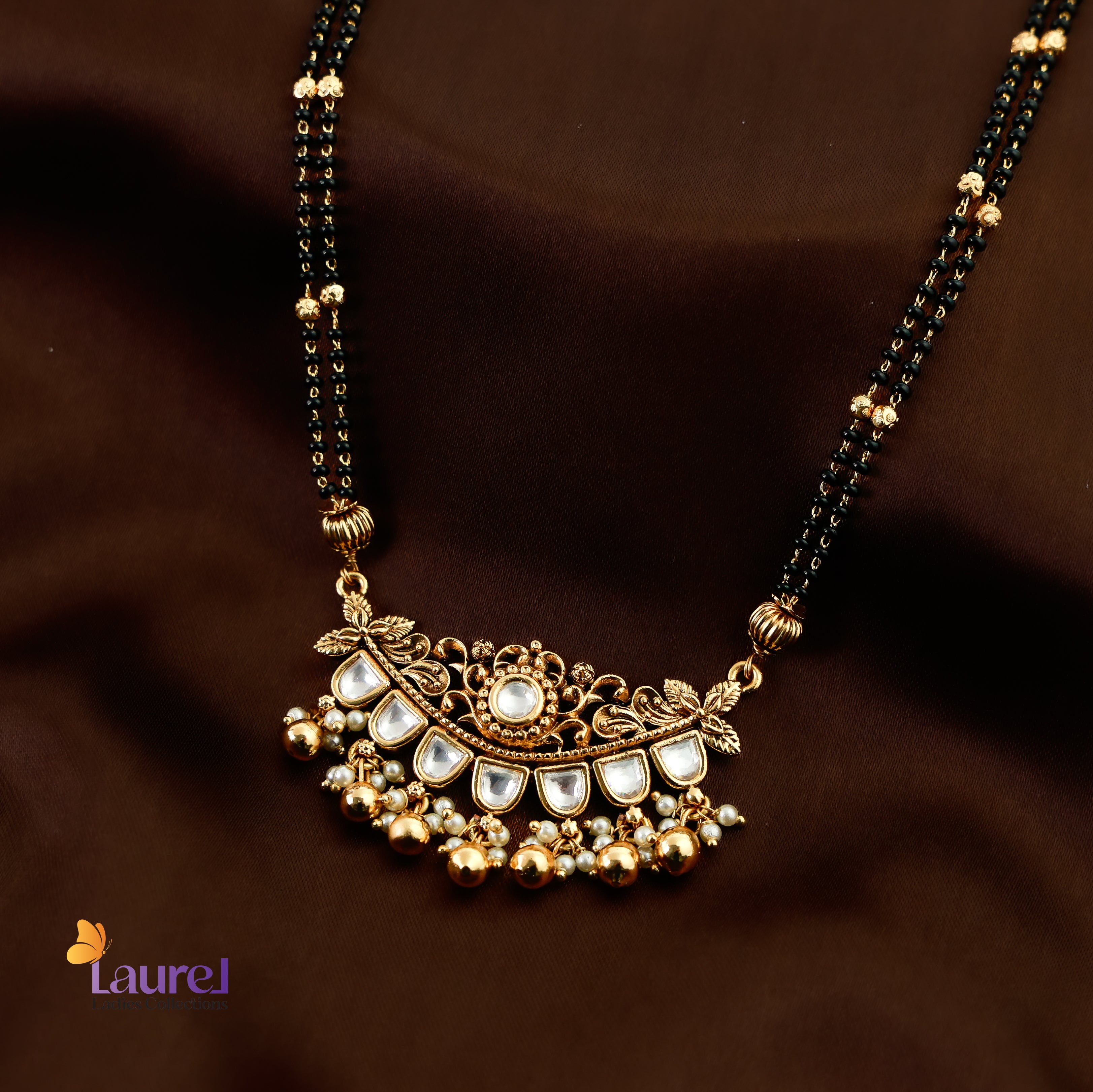 Golden Pearl Mangalsutra Neckpiece with Earring