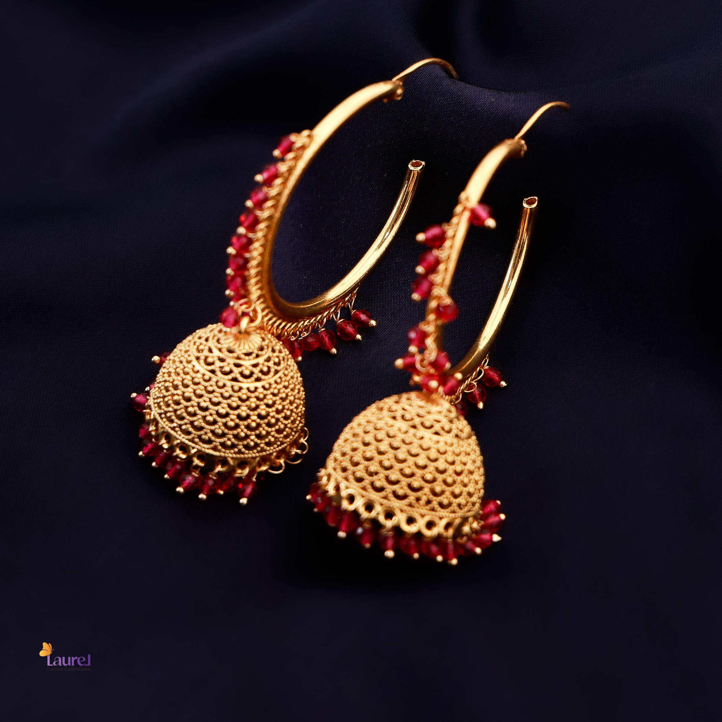 Gold Jhumka Hoop Earring
