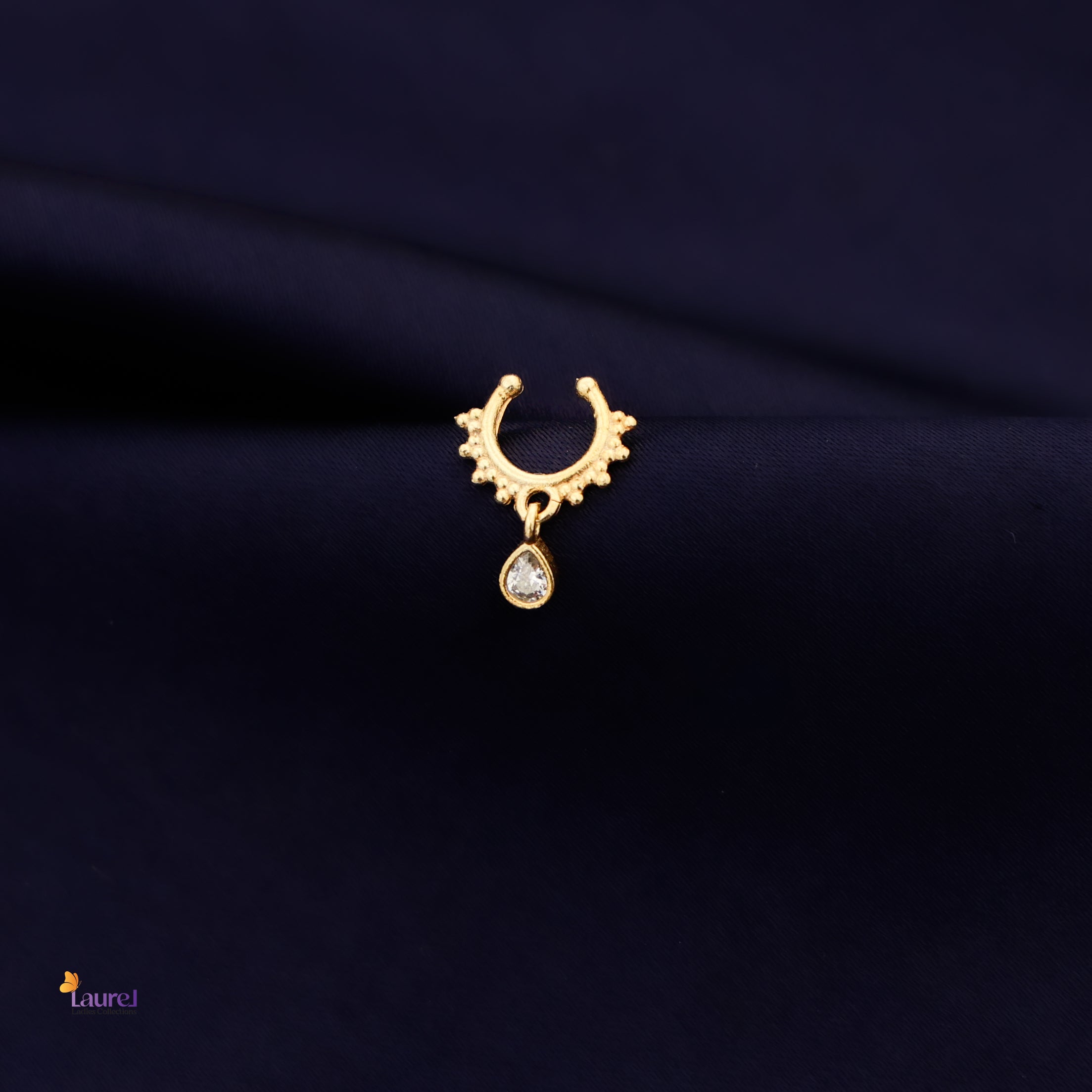 Trendy minimal nose pin with crystal stone design