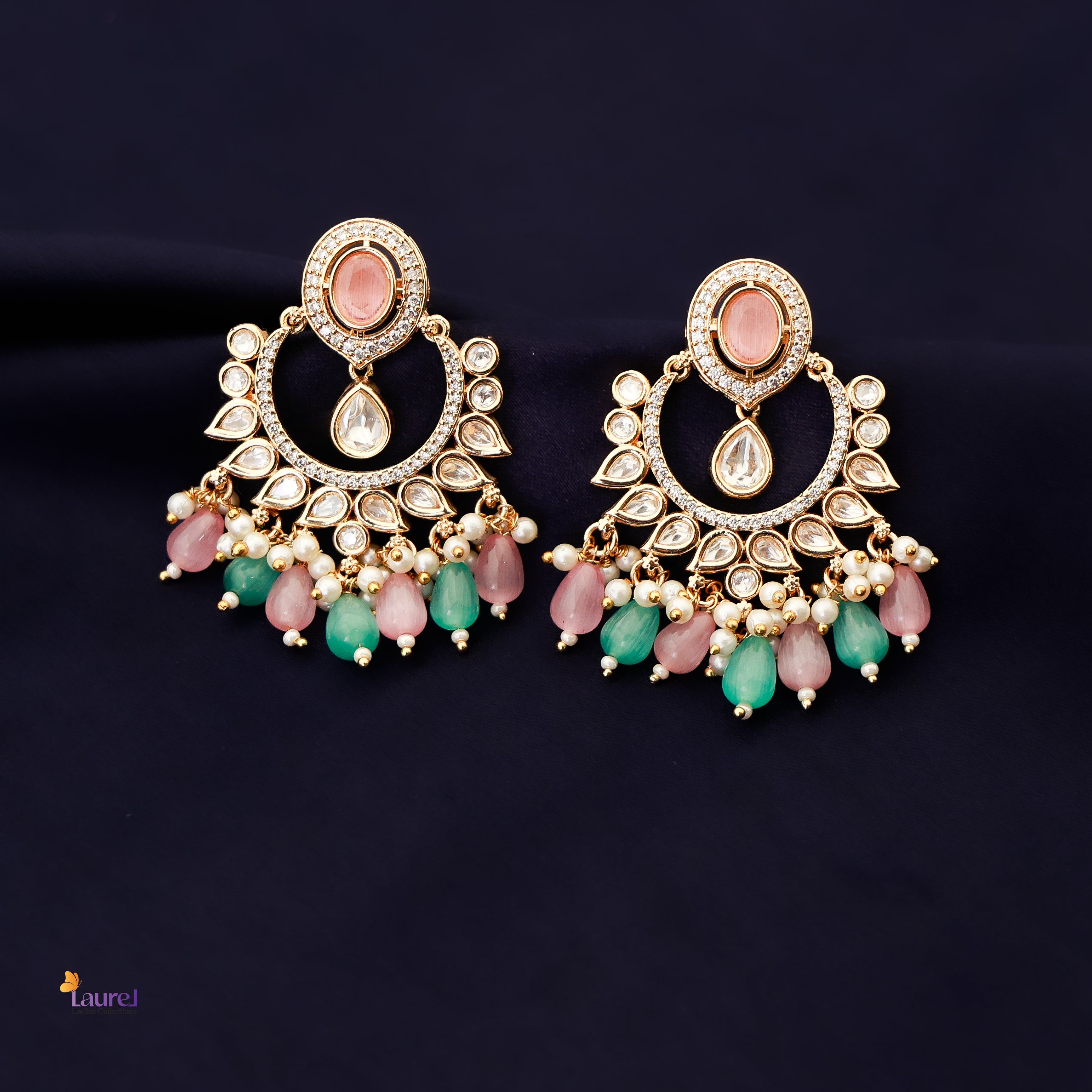 Kundan AD Stones with Beads Earring