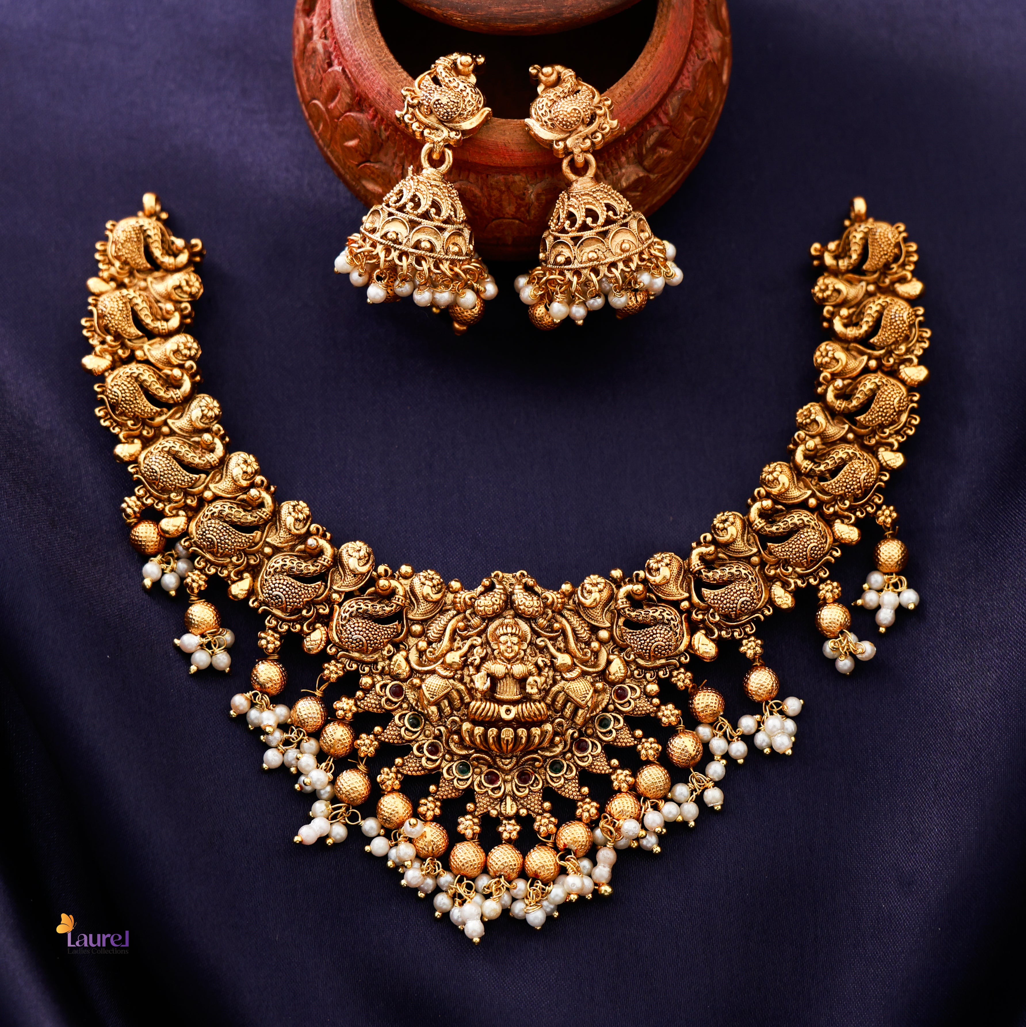 Peacock Devi Pearl Neckpiece with