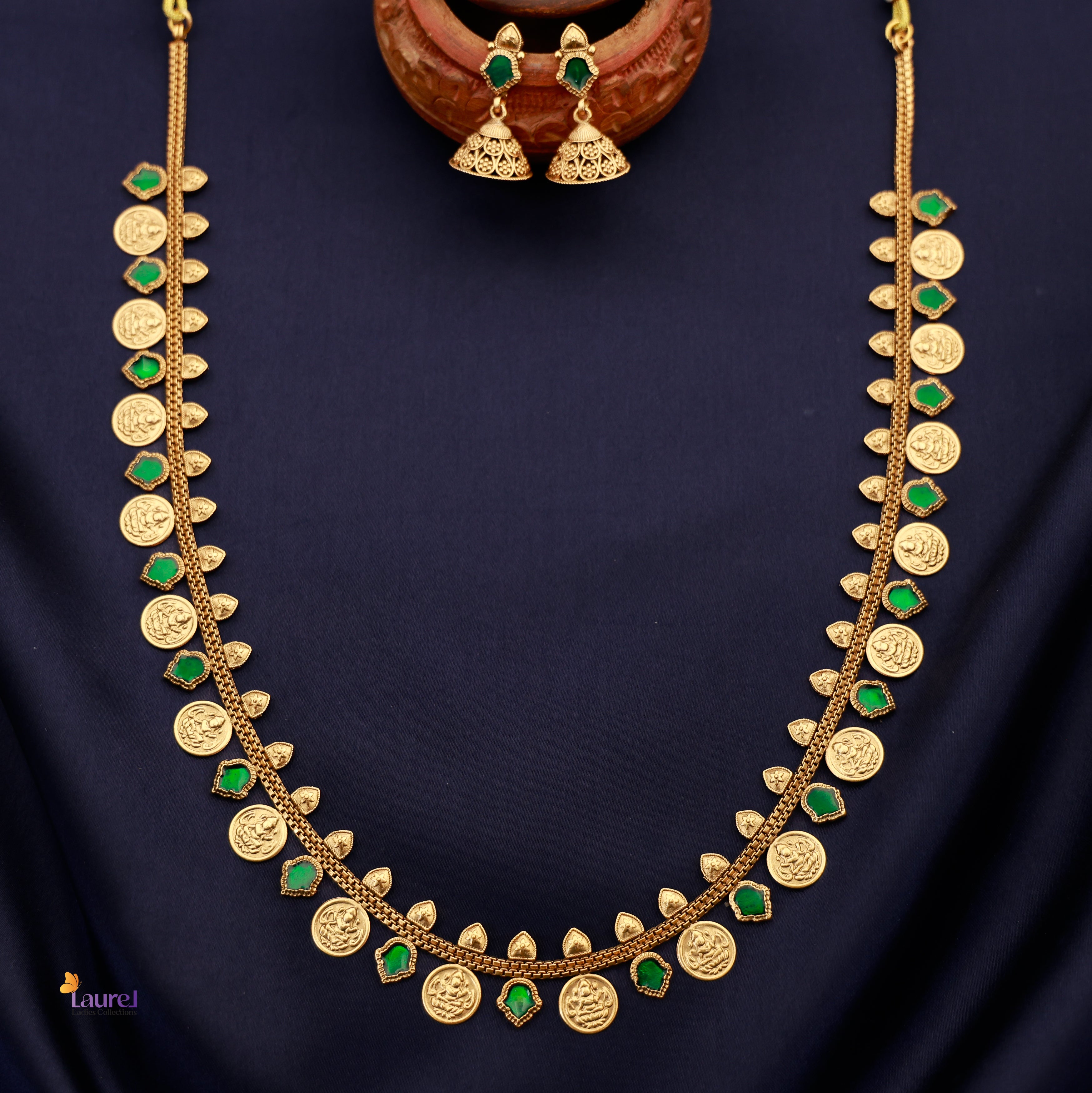 18 Coin Devi long Neckpiece with Earring