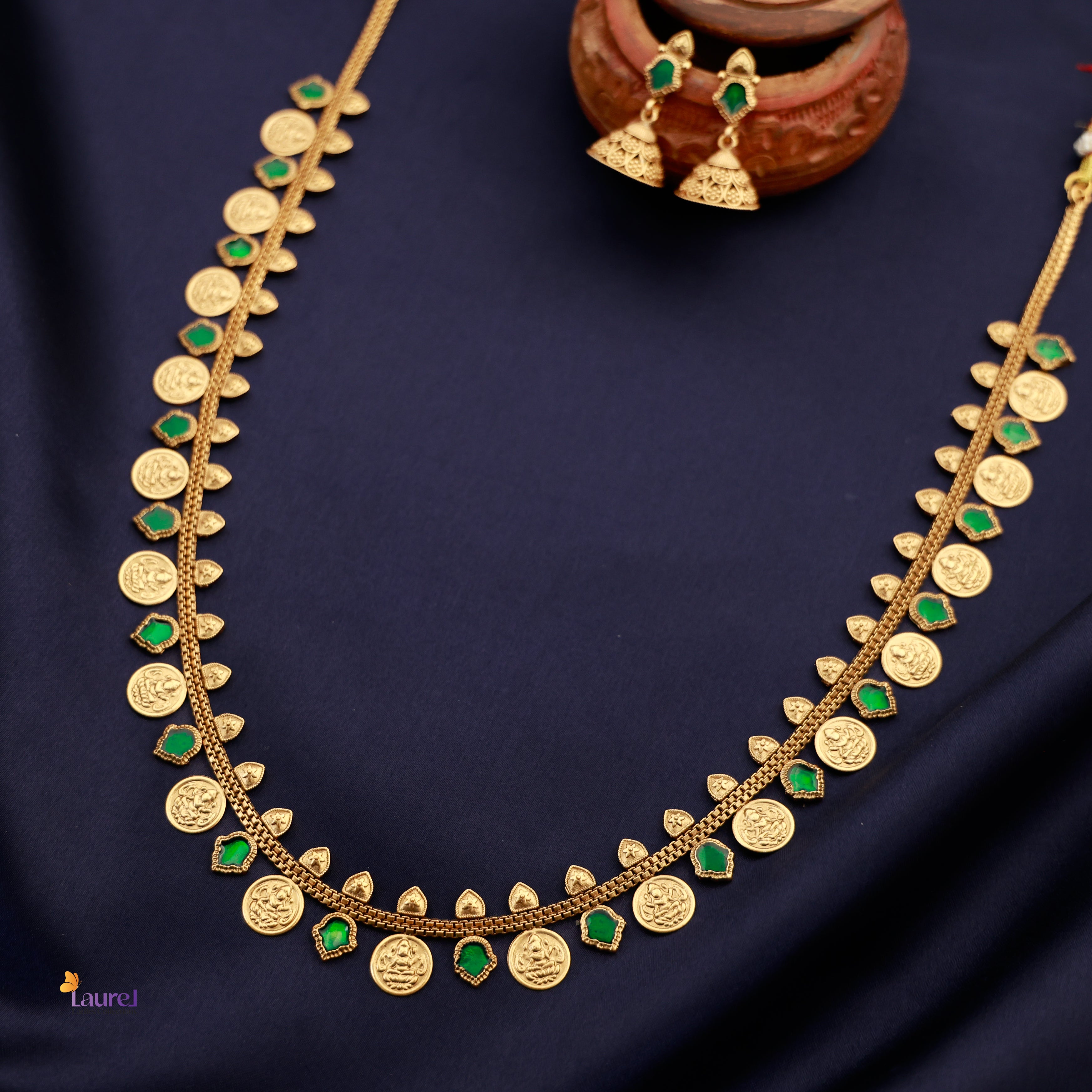 18 Coin Devi long Neckpiece with Earring
