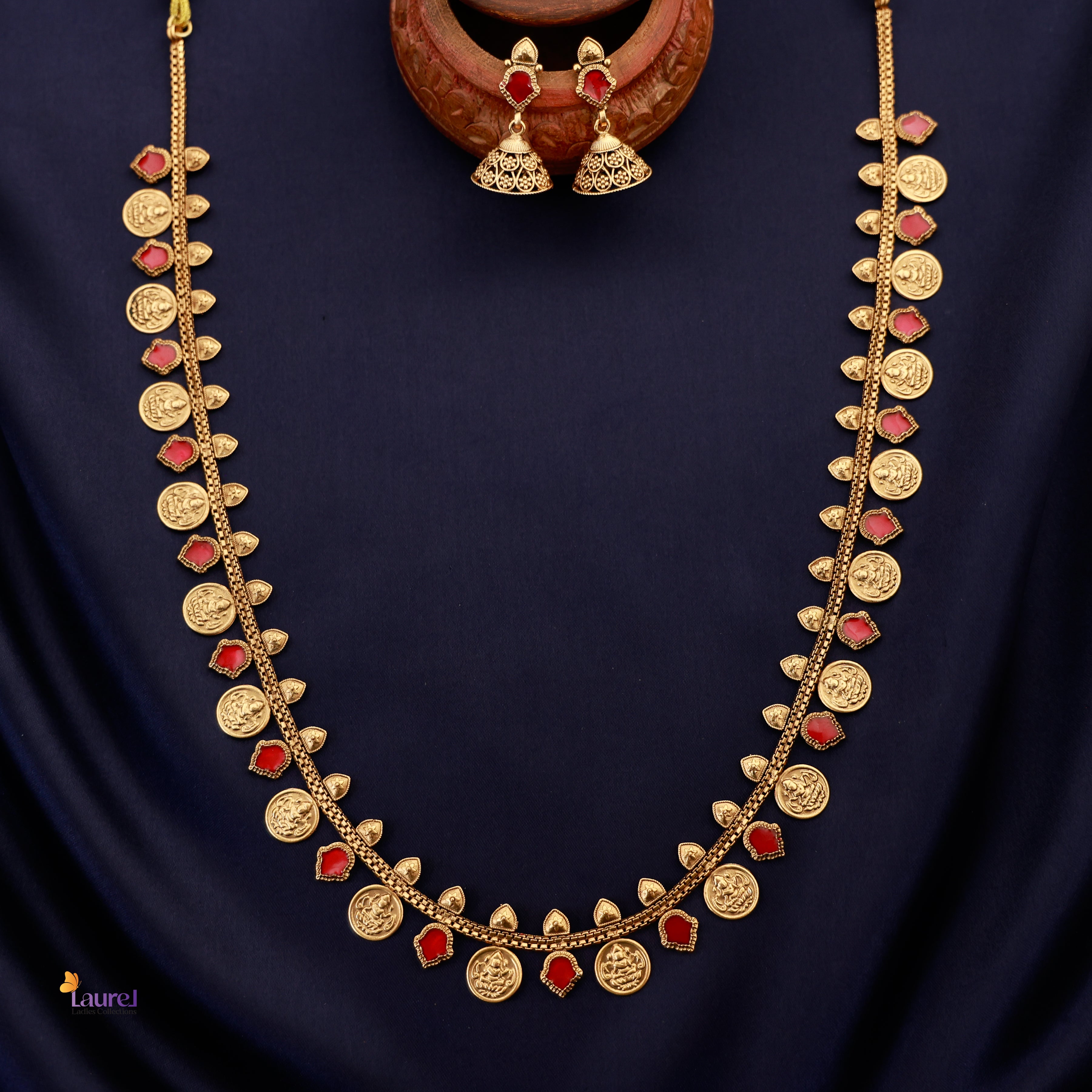 18 Coin Devi long Neckpiece with Earring