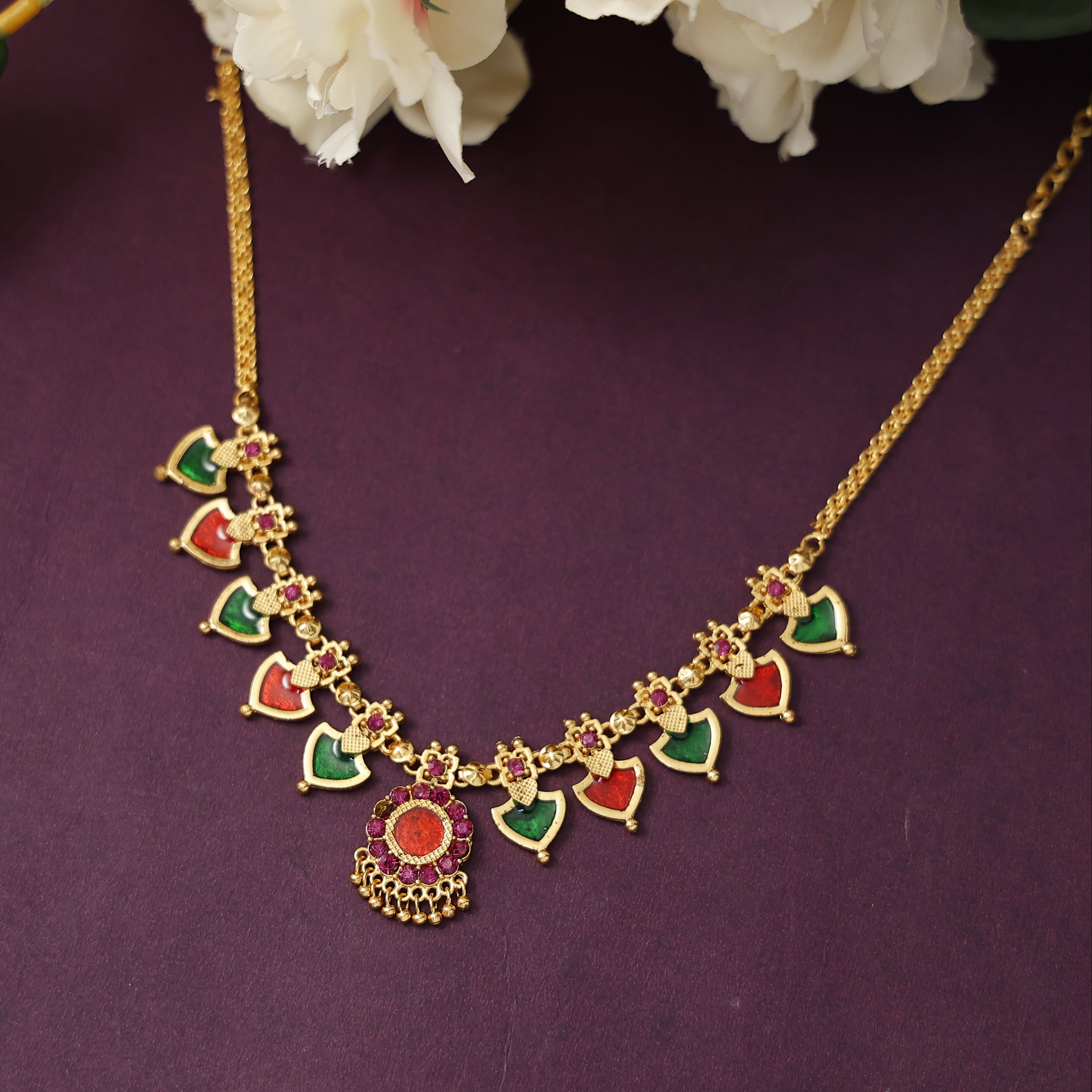 Green and Red Palakka Mala