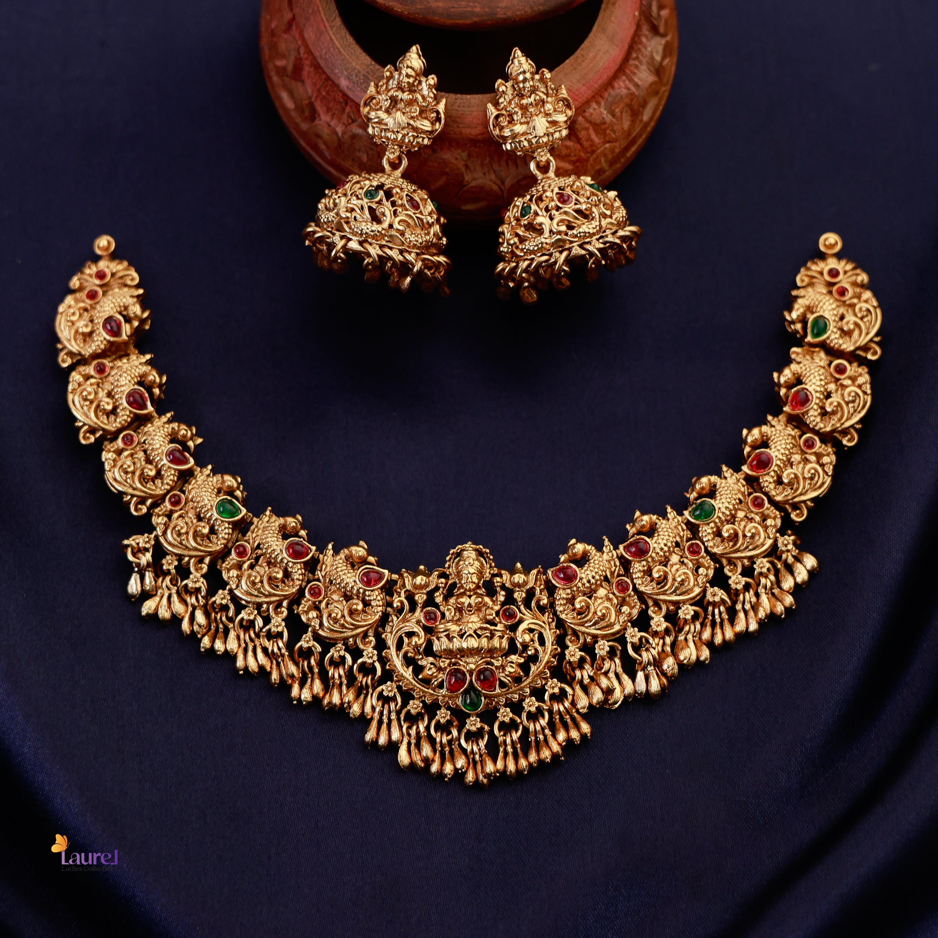 Sree Lakshmi Ratna Short Neckpiece with Jhumka