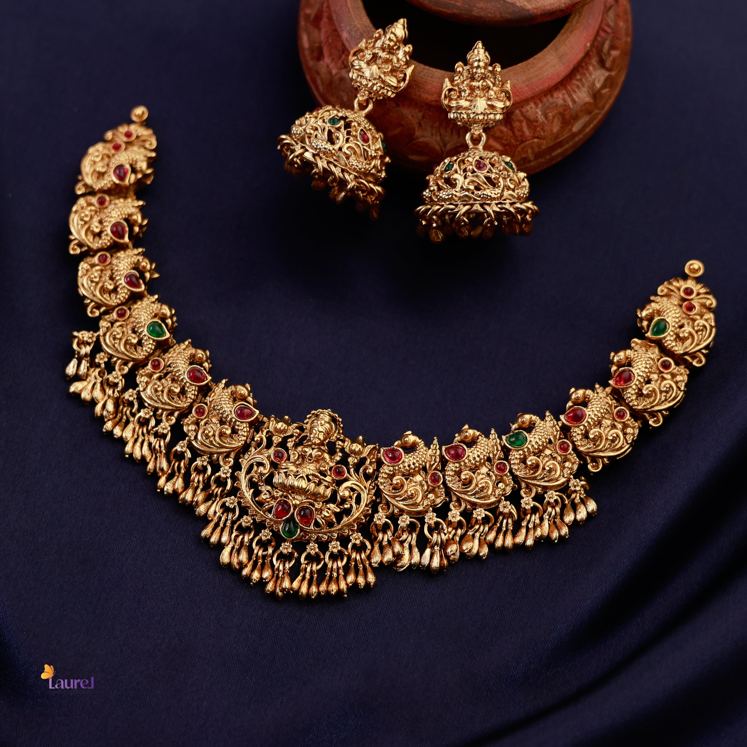 Sree Lakshmi Ratna Short Neckpiece with Jhumka