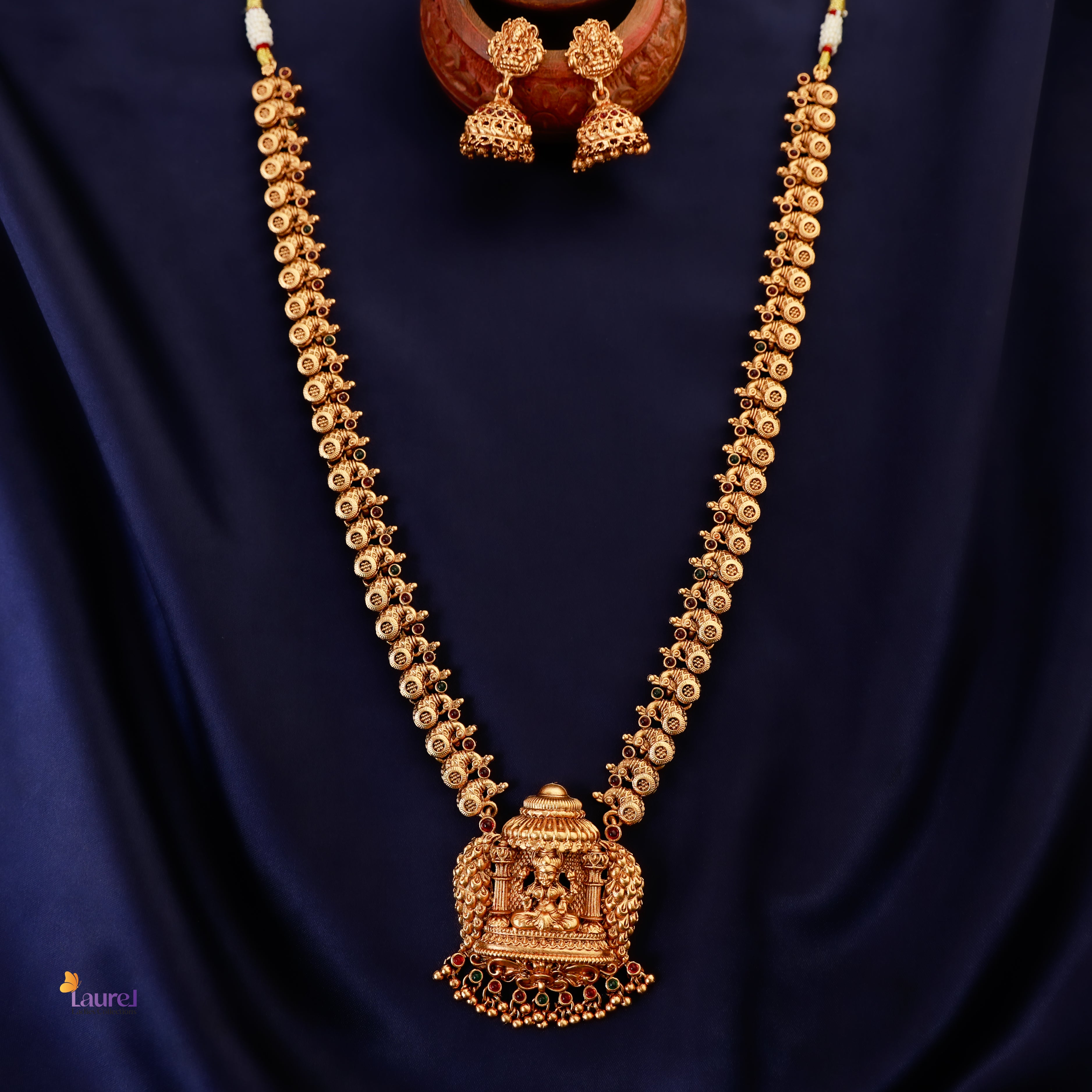 Madapam Pendant Long Neckpiece with Jhumka