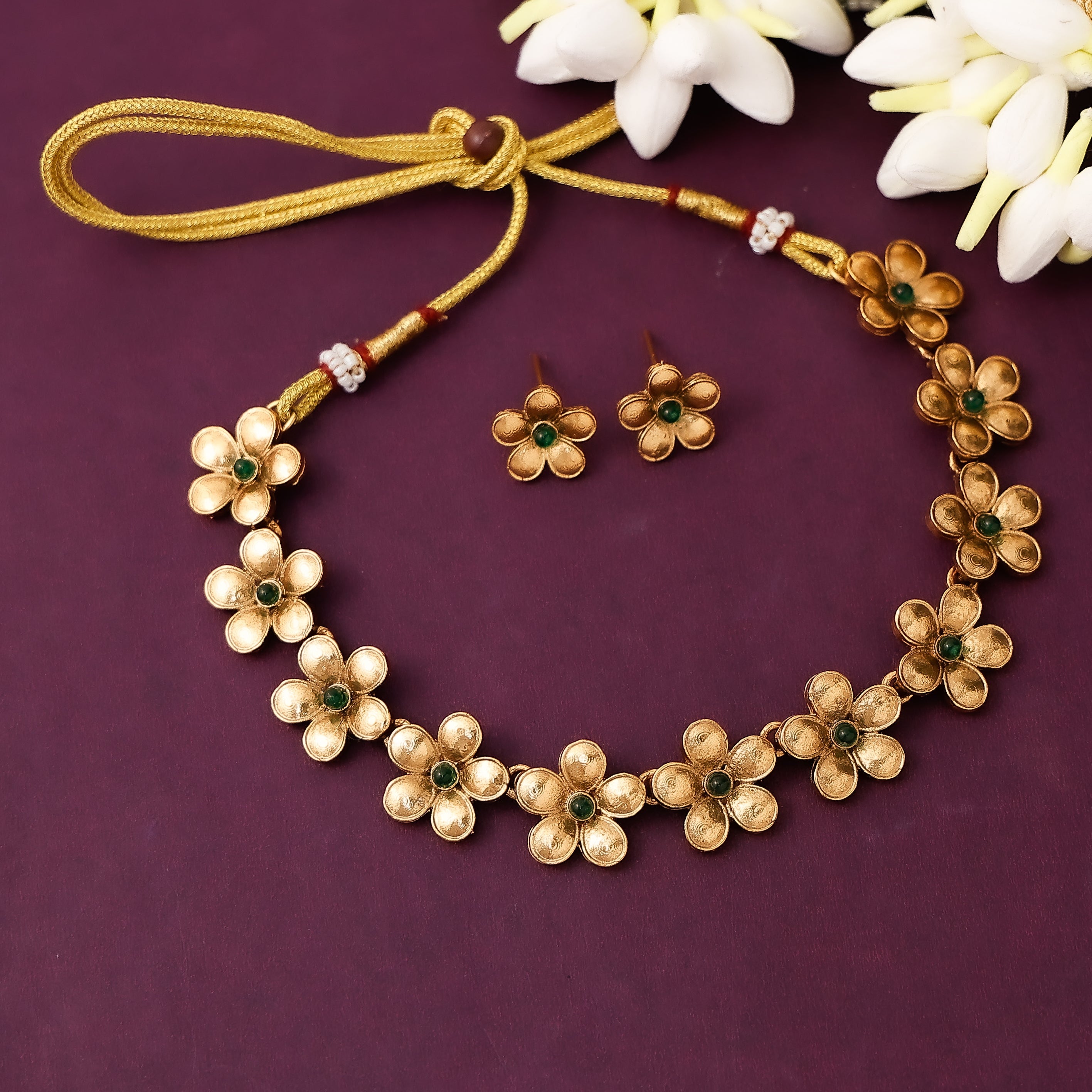 Bloom Petal Choker Set with Earring