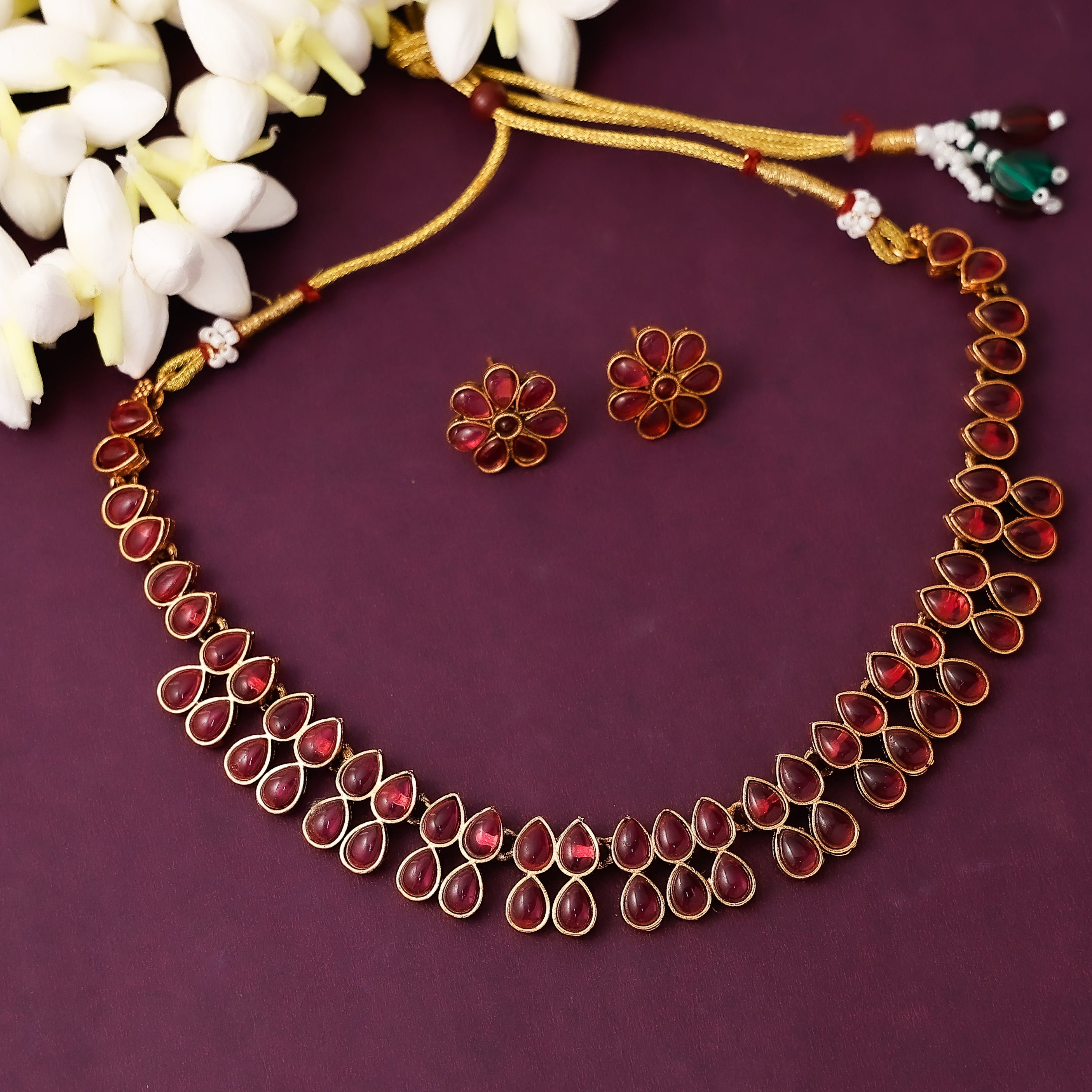 Ruby Kemp Necklace with Earrings