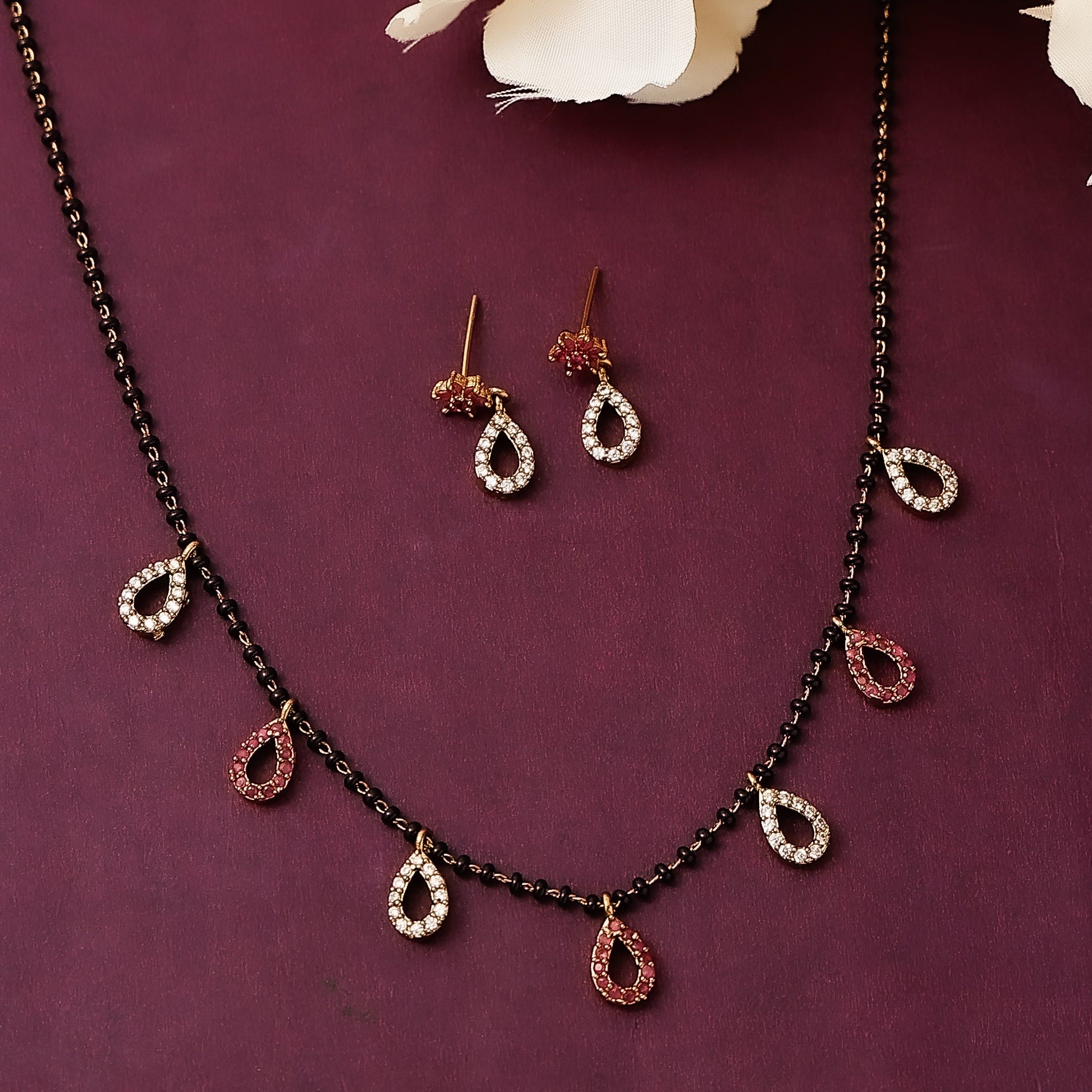 Tear Drop Mangalsutra with Earrings