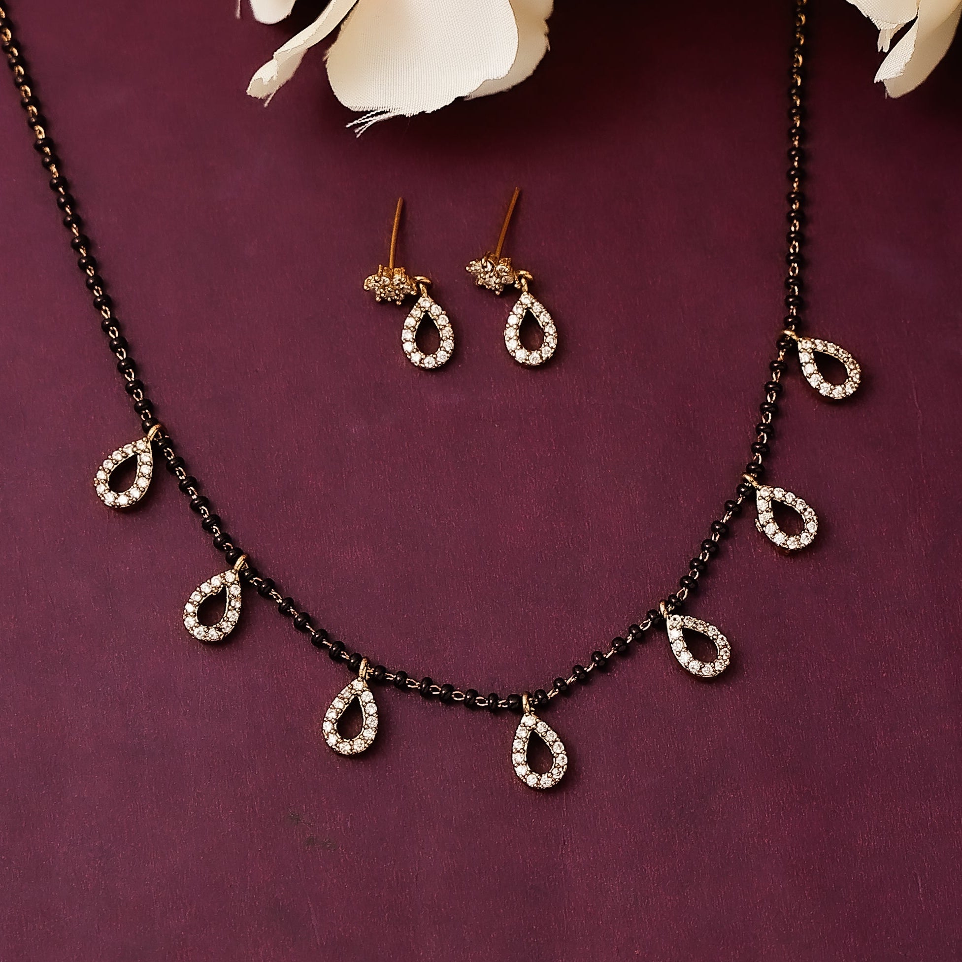 Tear Drop Mangalsutra with Earrings