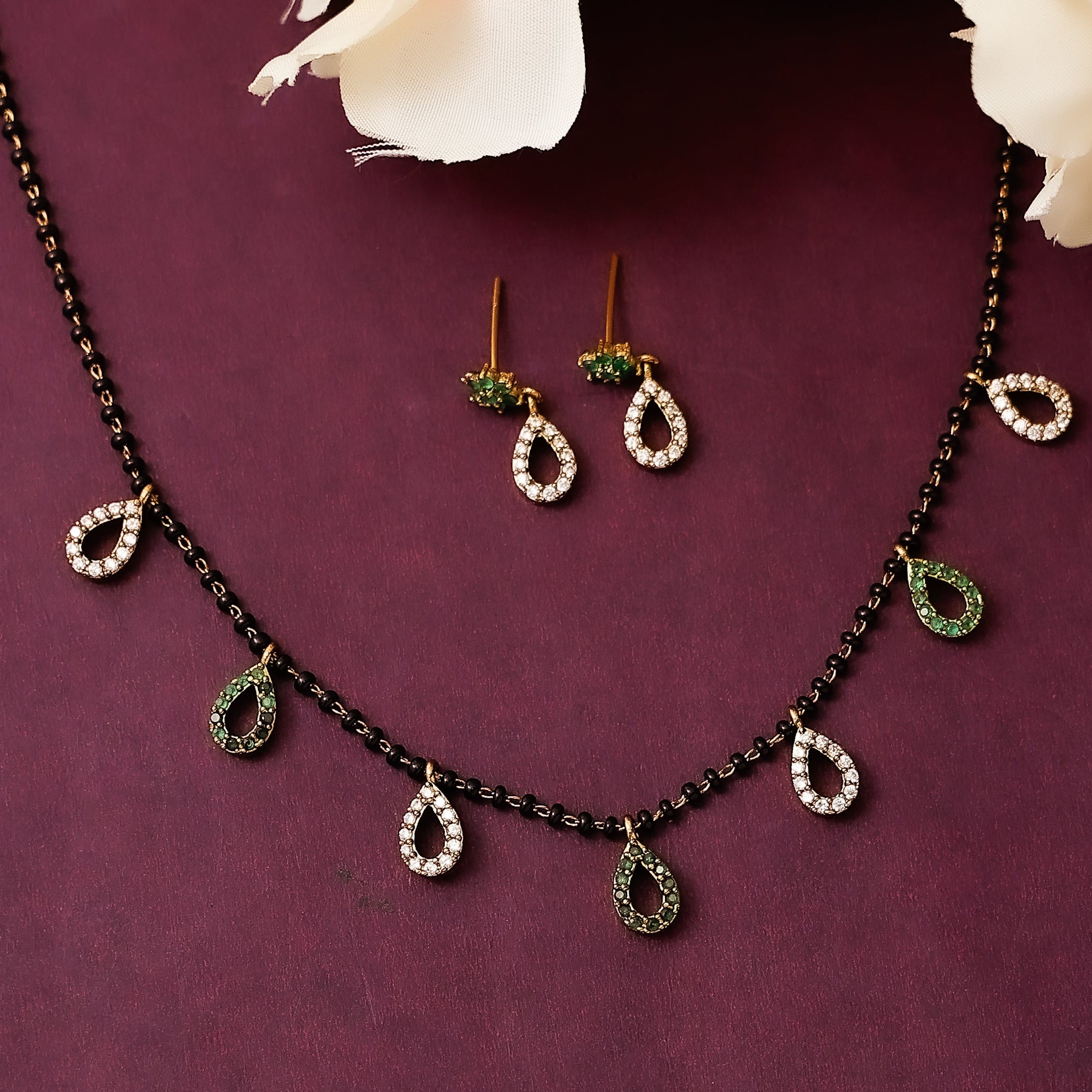 Tear Drop Mangalsutra with Earrings