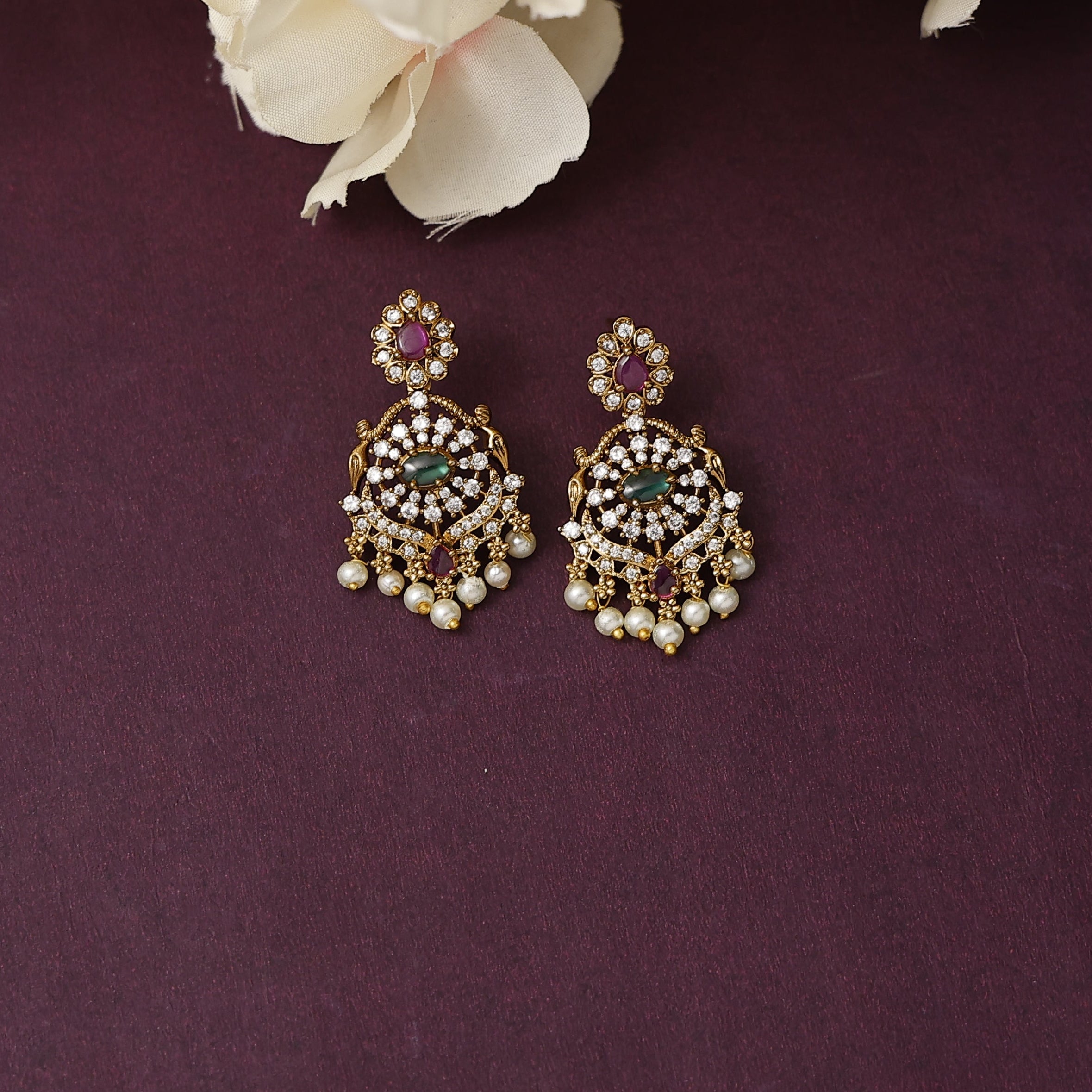 Ruby floral stone Danglers