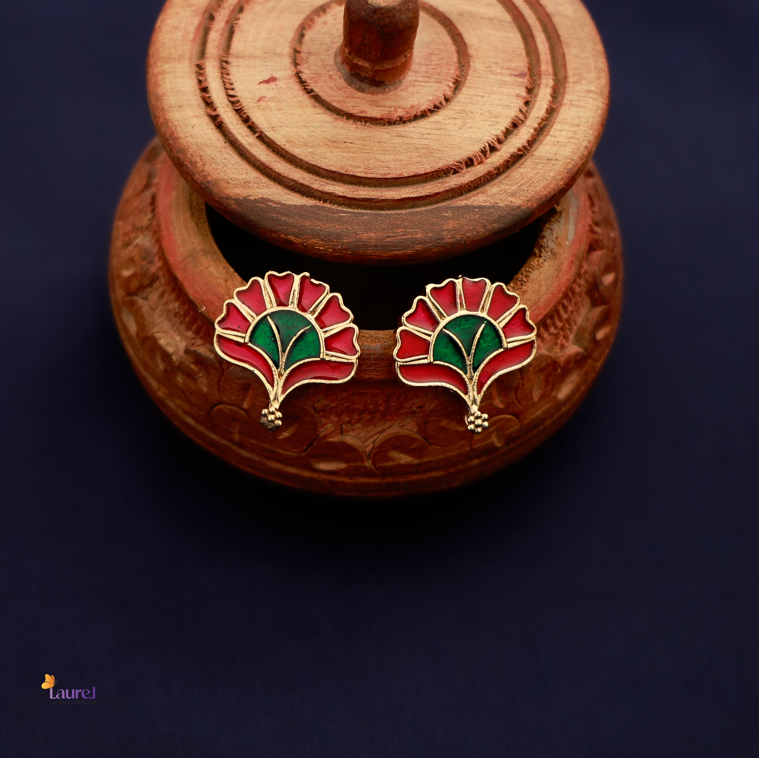 Meenakari Lotus Neckpiece with Earring