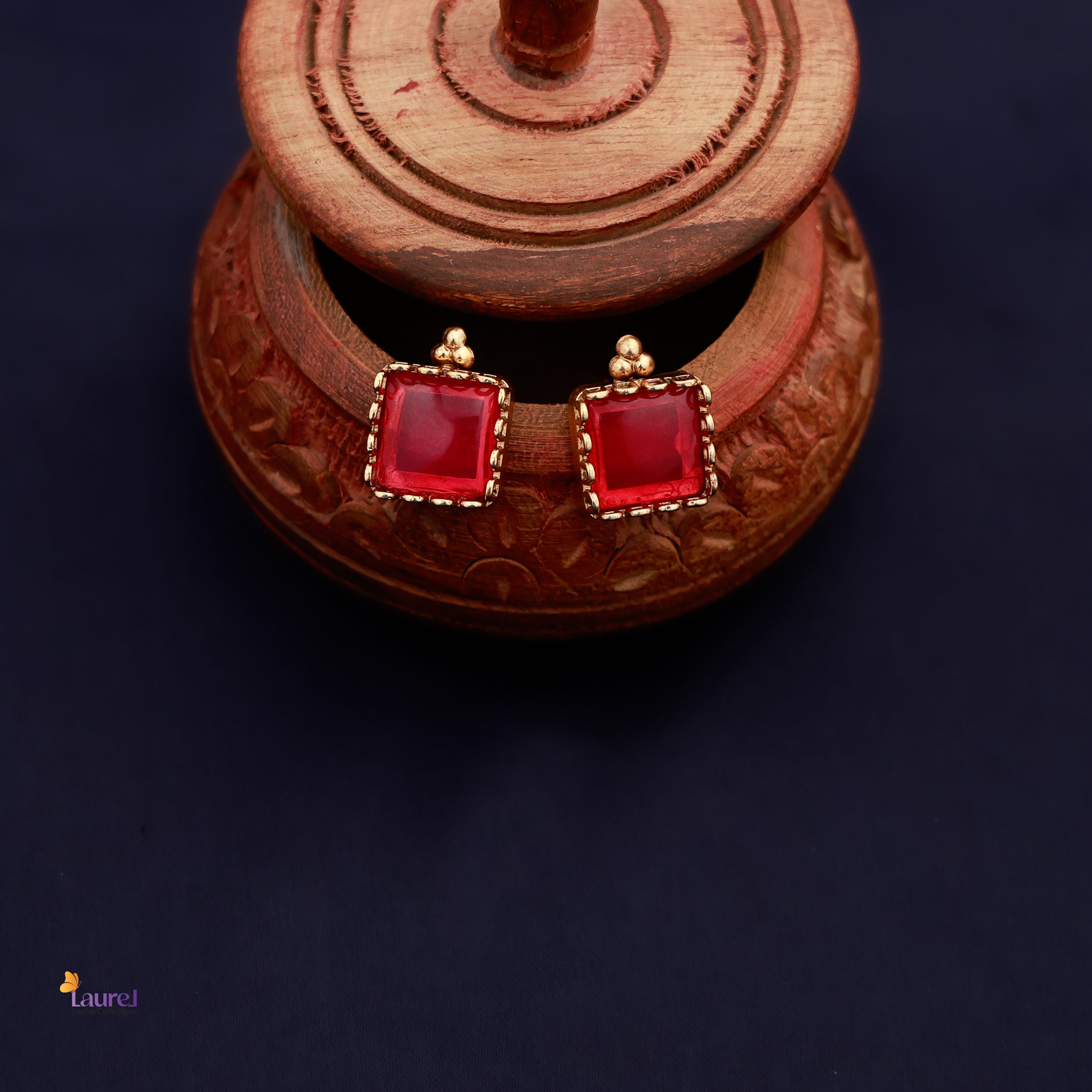Square 5 Stone Short Neckpiece with Earring