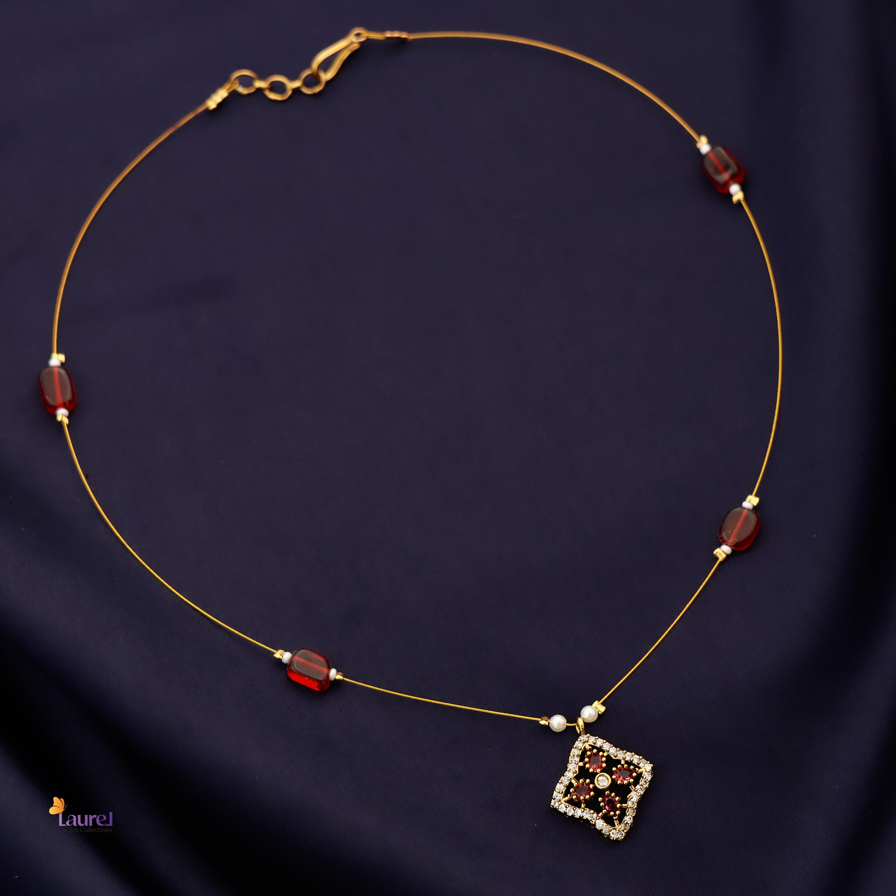 Floating flower pendant necklace with invisible chain