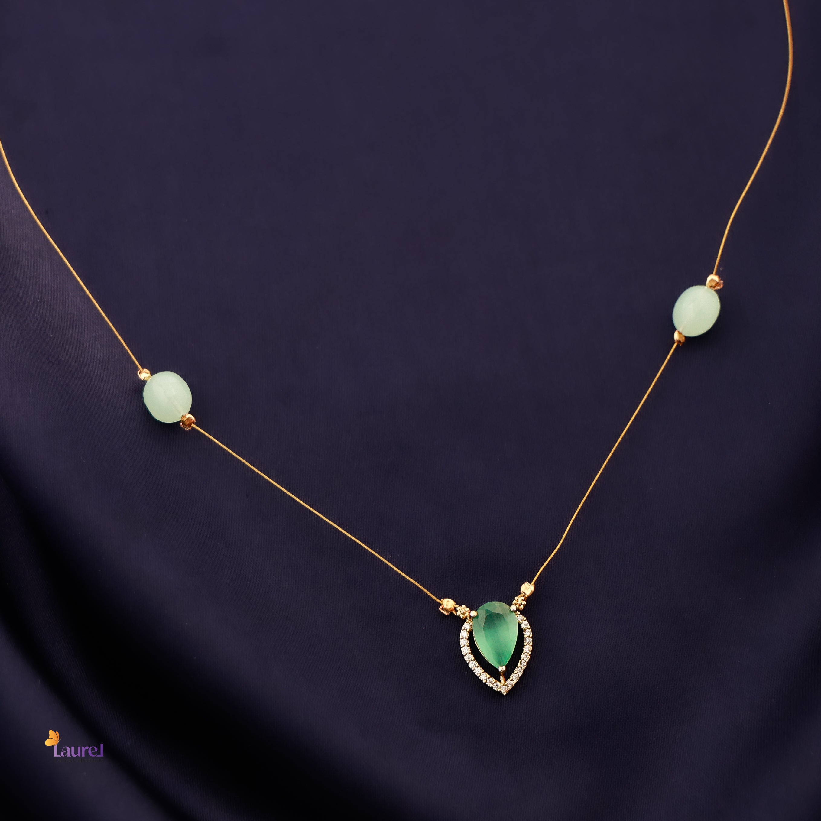 Delicate invisible chain necklace with sparkling drop pendant