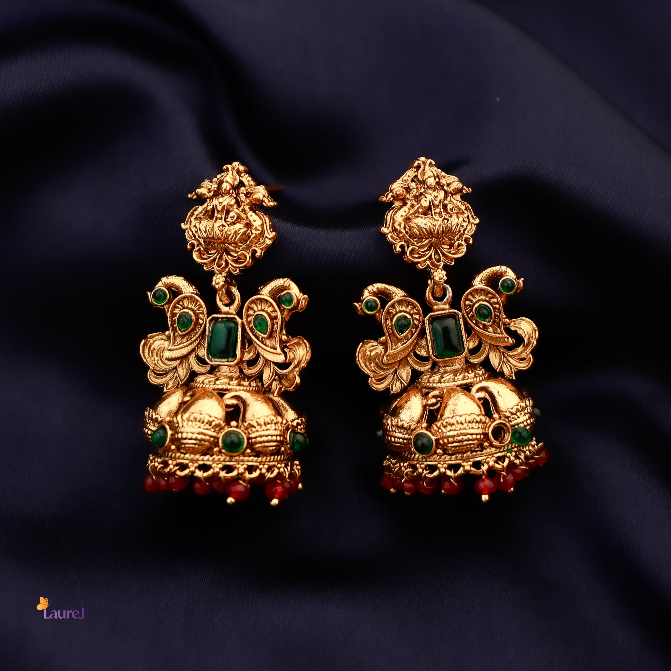 Goddess Lakshmi Floral Jhumkas