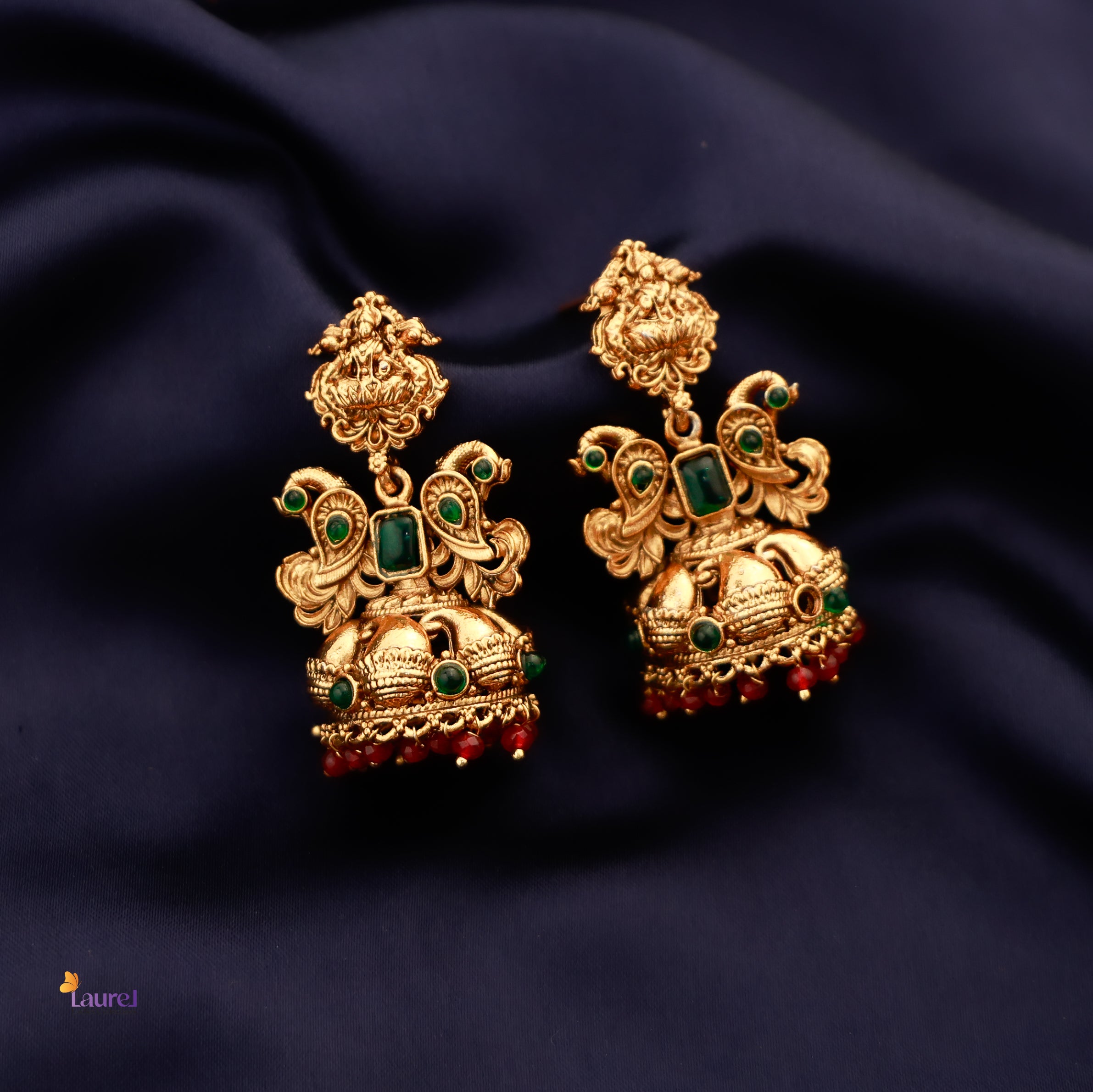 Goddess Lakshmi Floral Jhumkas