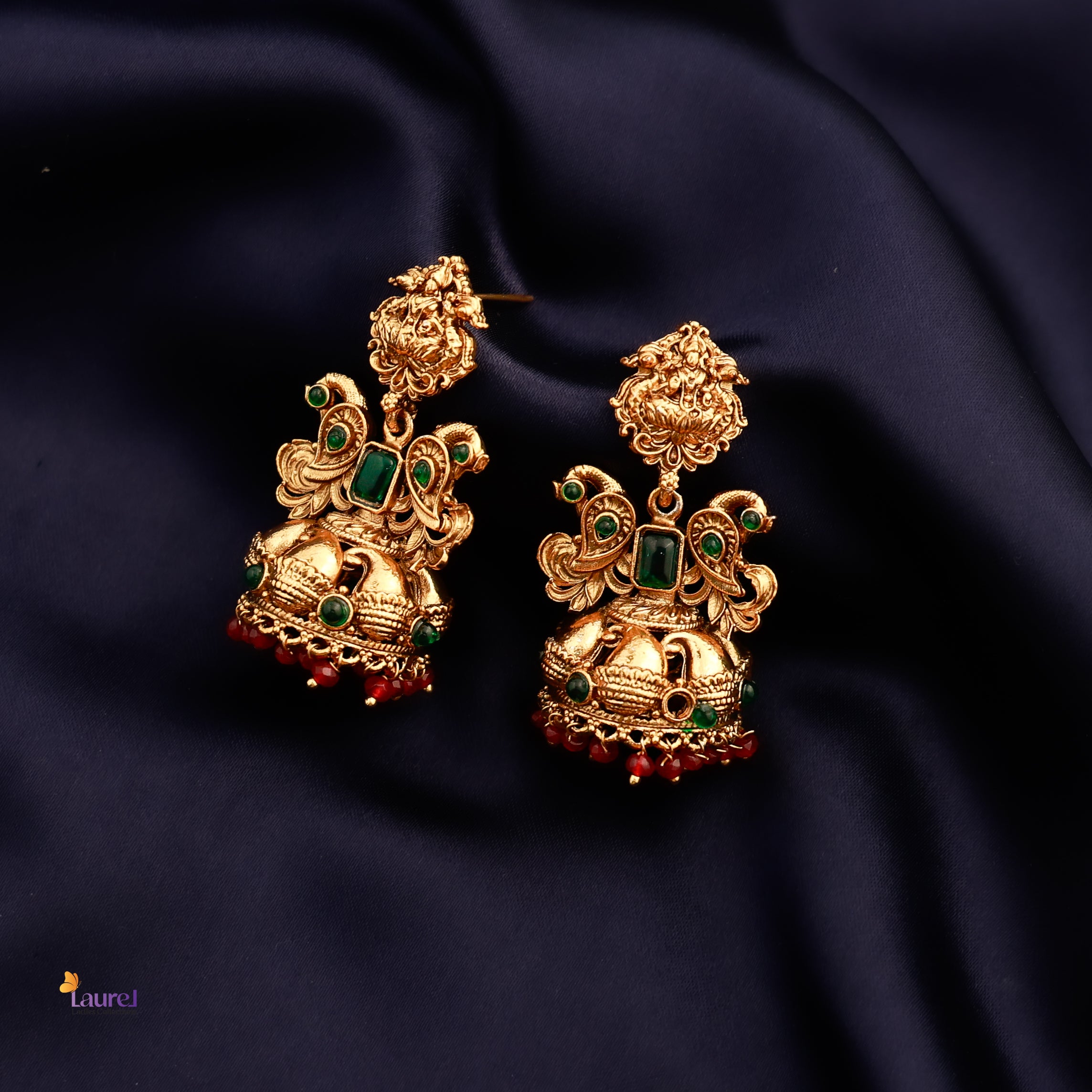 Goddess Lakshmi Floral Jhumkas