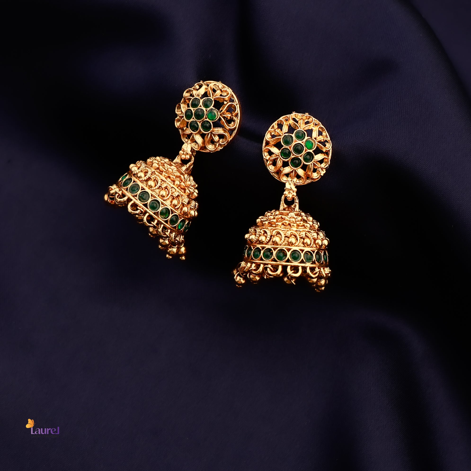 Traditional Green Jhumkas