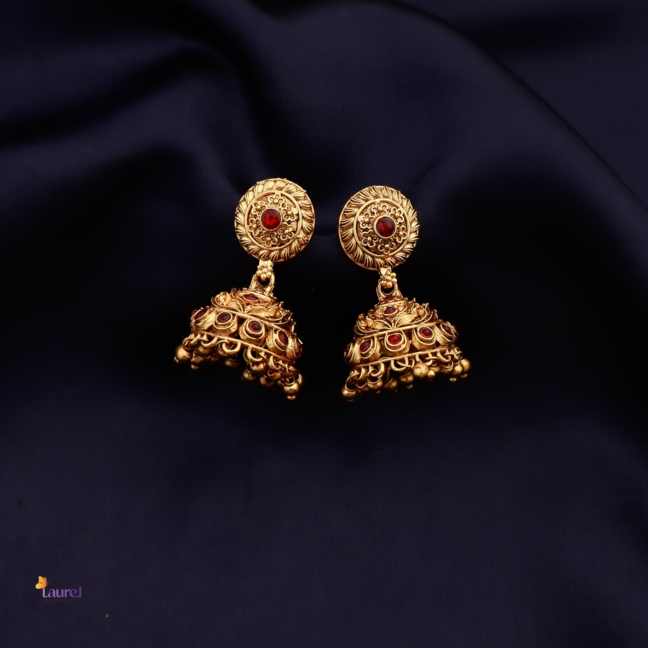 Ruby Studded Jhumkas
