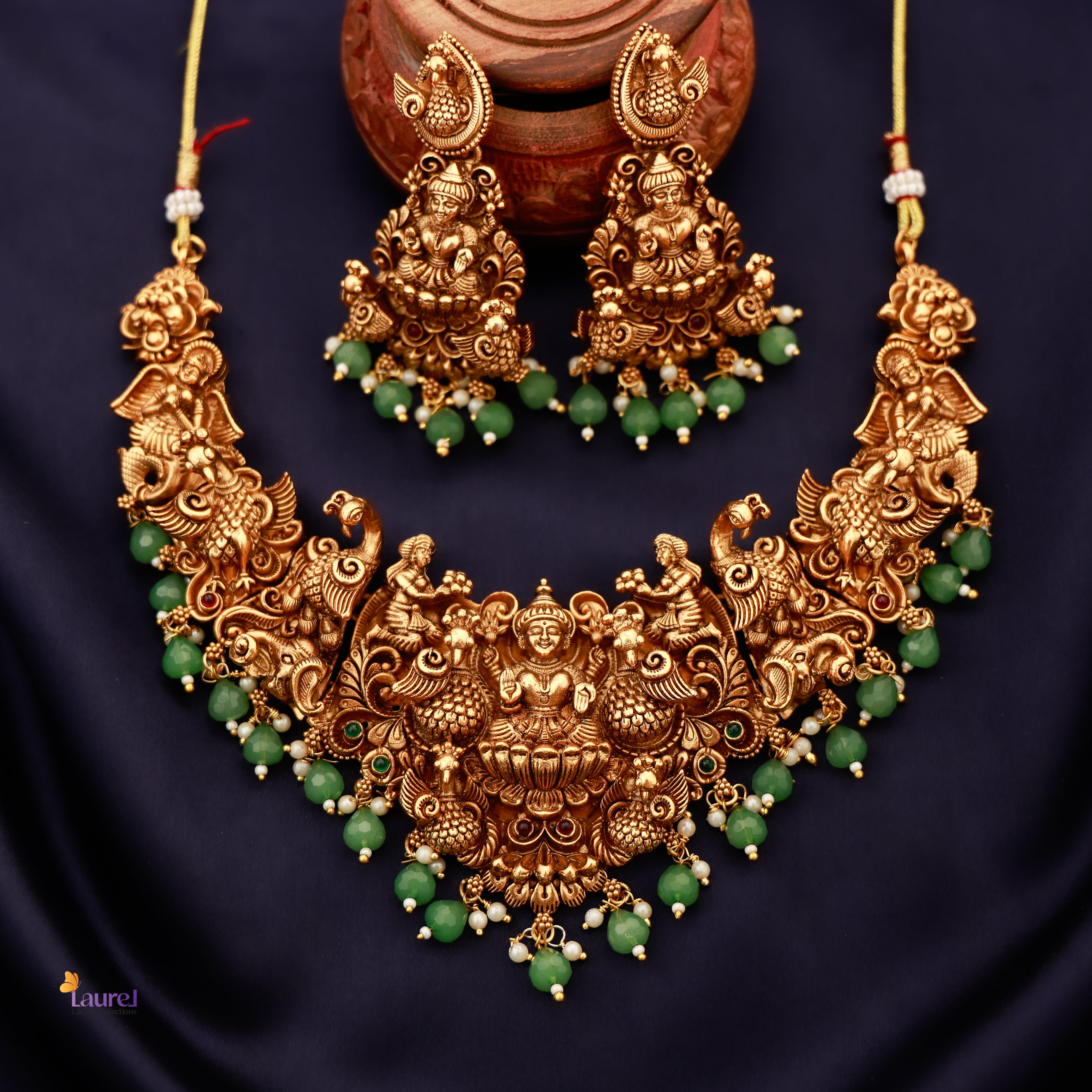 Antique Devi peacock Neckpiece with Earring