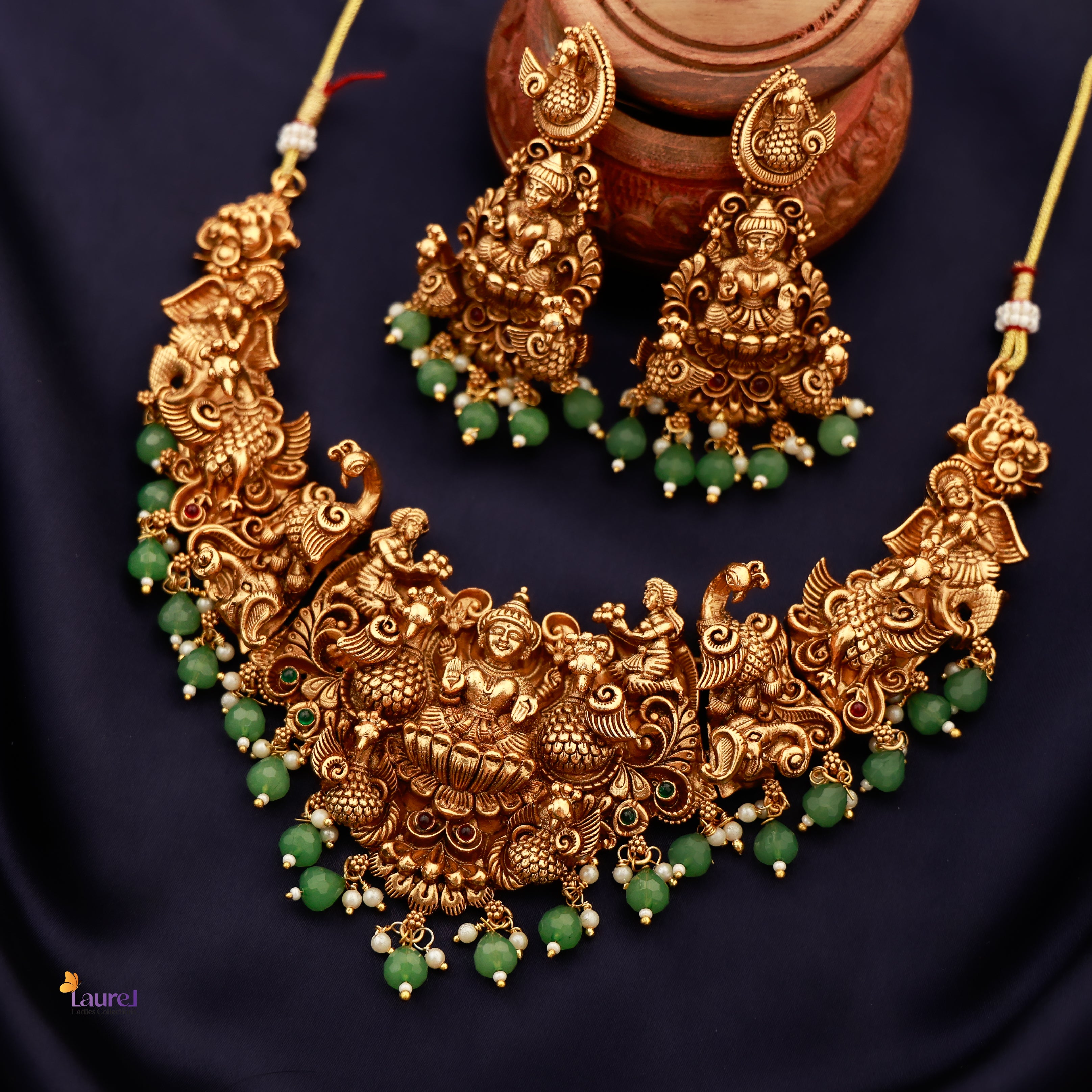 Antique Devi peacock Neckpiece with Earring