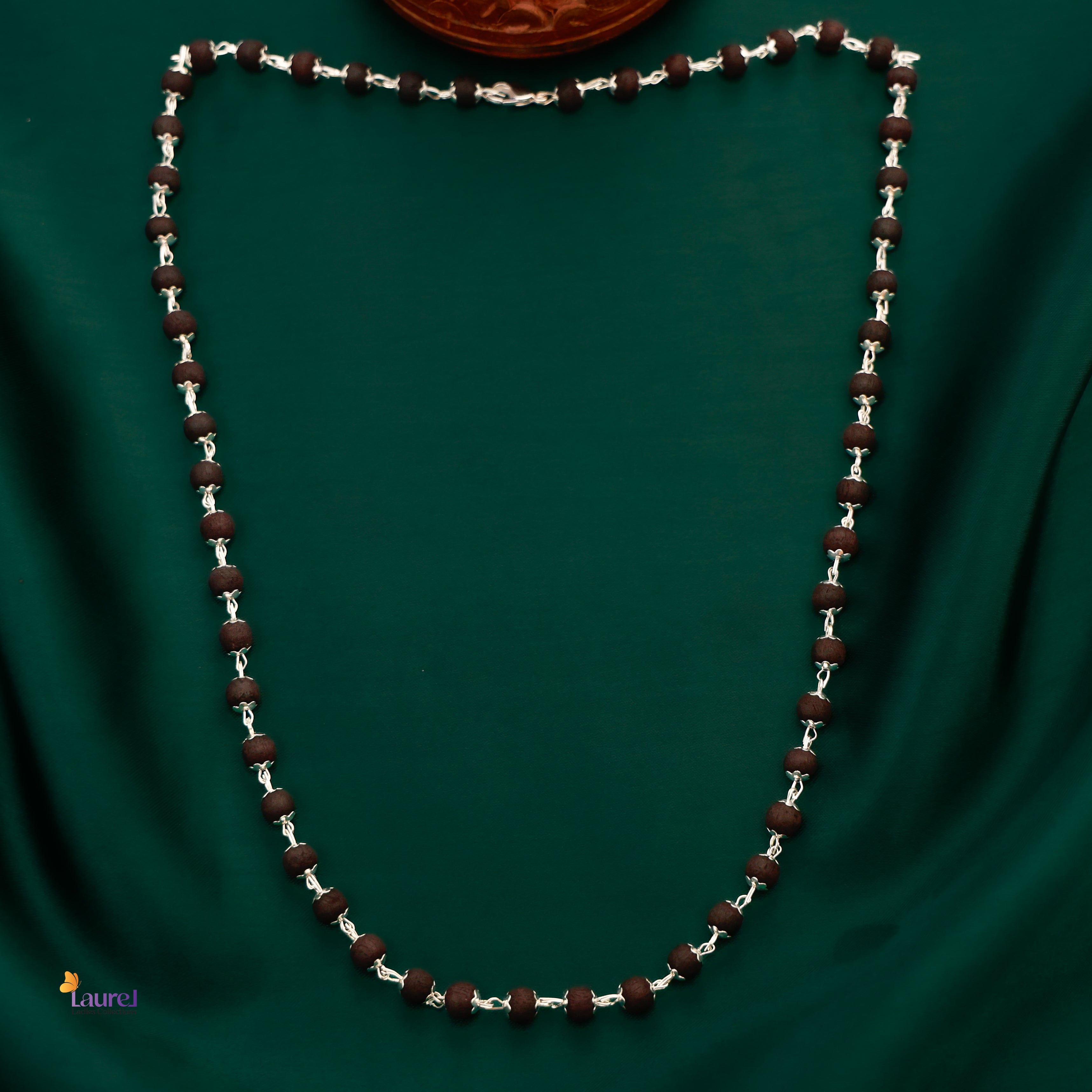Elegant black wooden Karungali necklace for spiritual wear