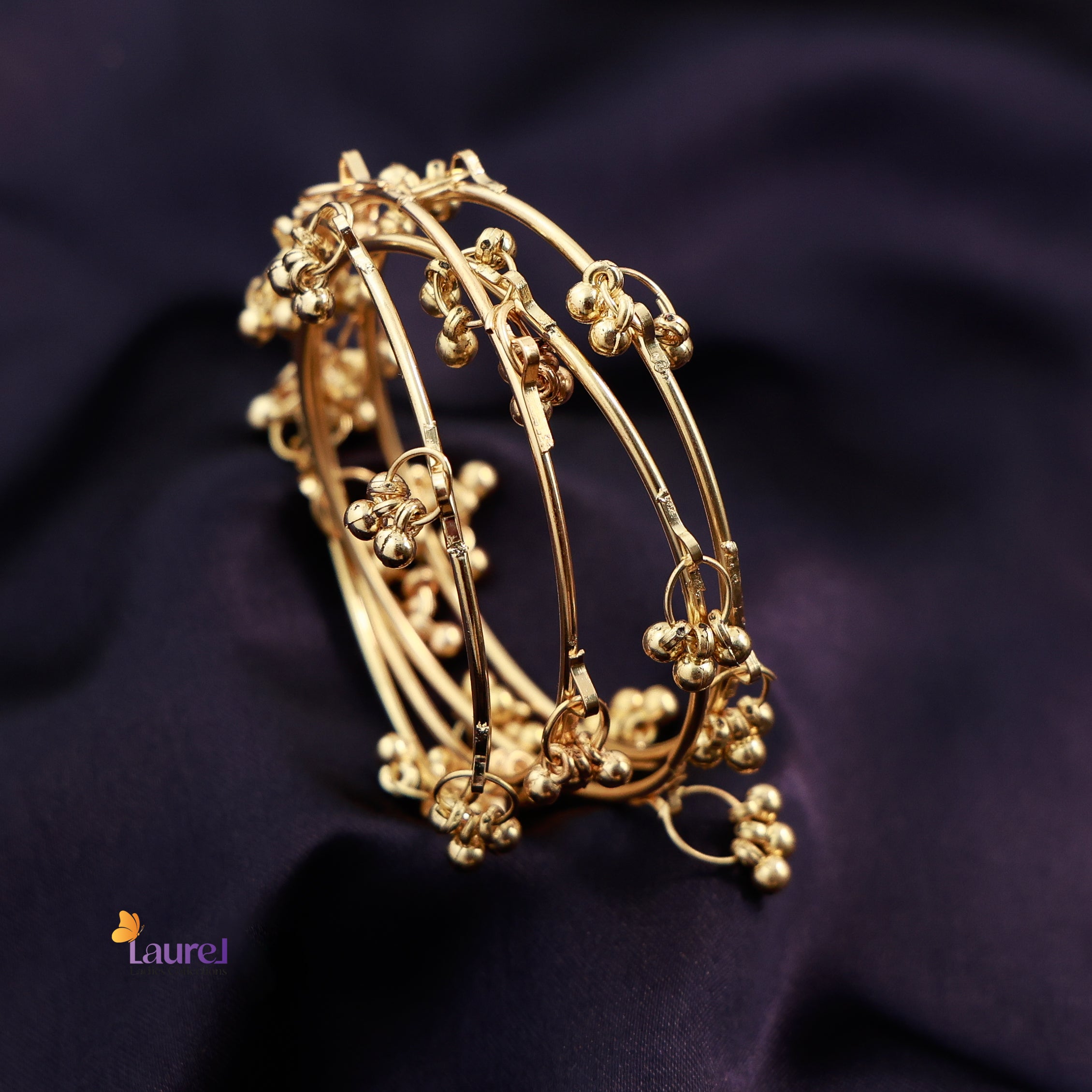 Gold plated Kashmiri ghungroo bangles traditional Indian jewelry