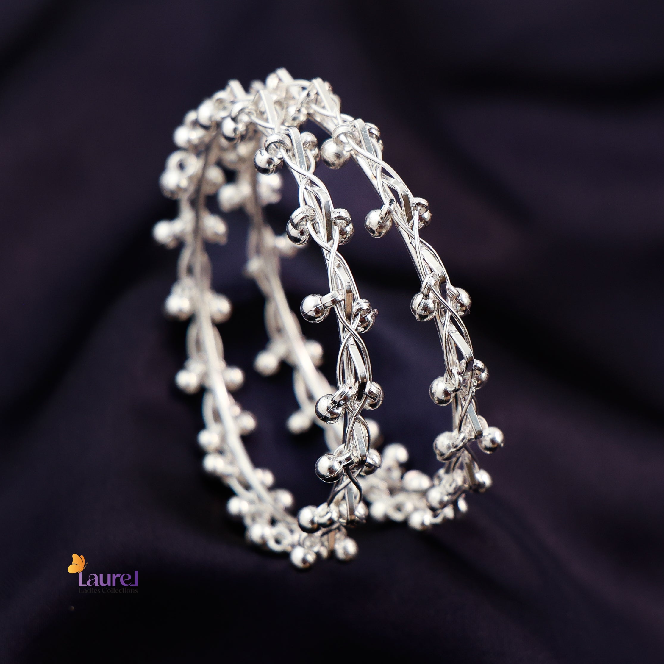Silver Kashmiri ghungroo bangles traditional Indian jewelry