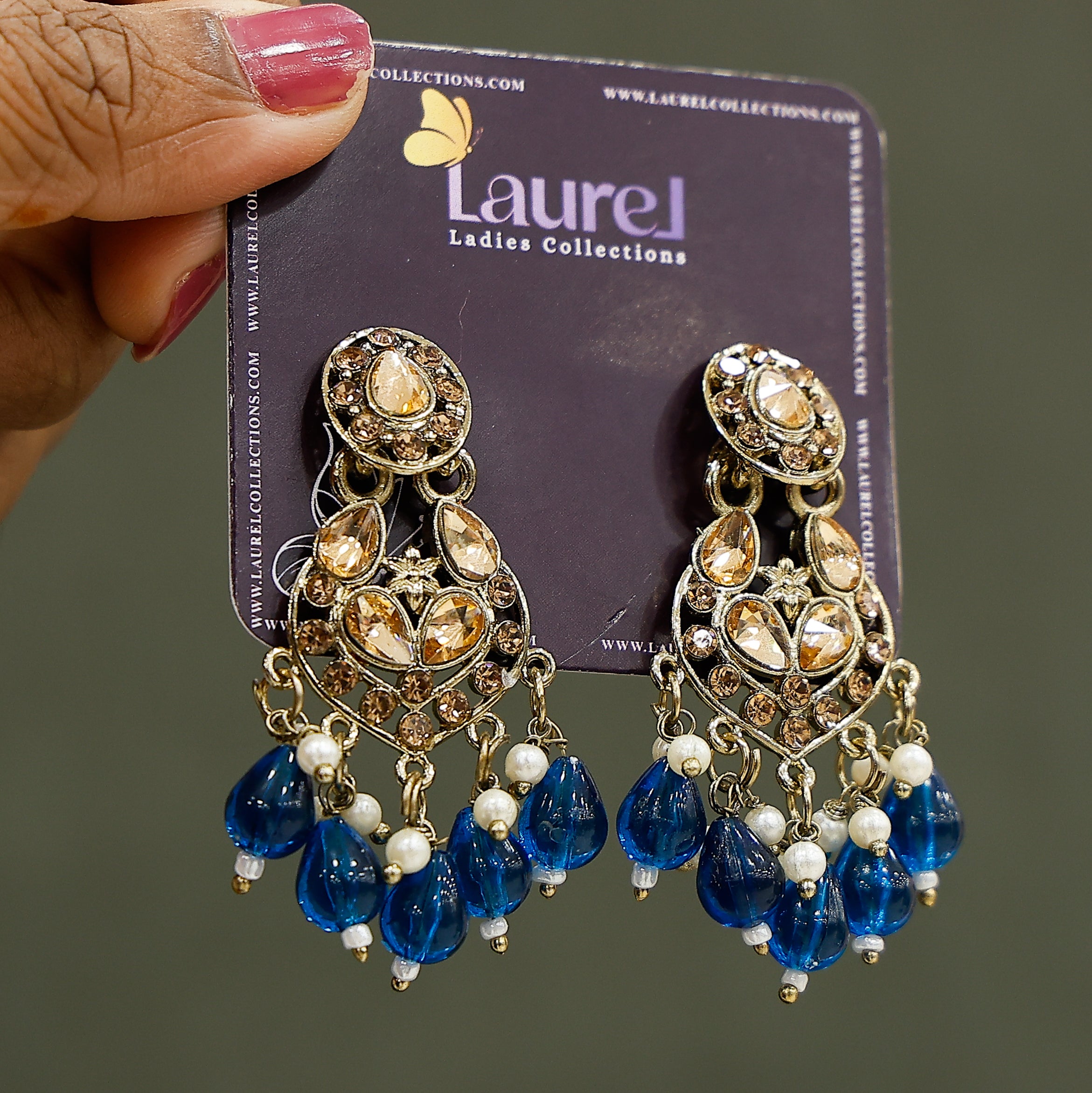 Peacock blue danglers earrings for women
