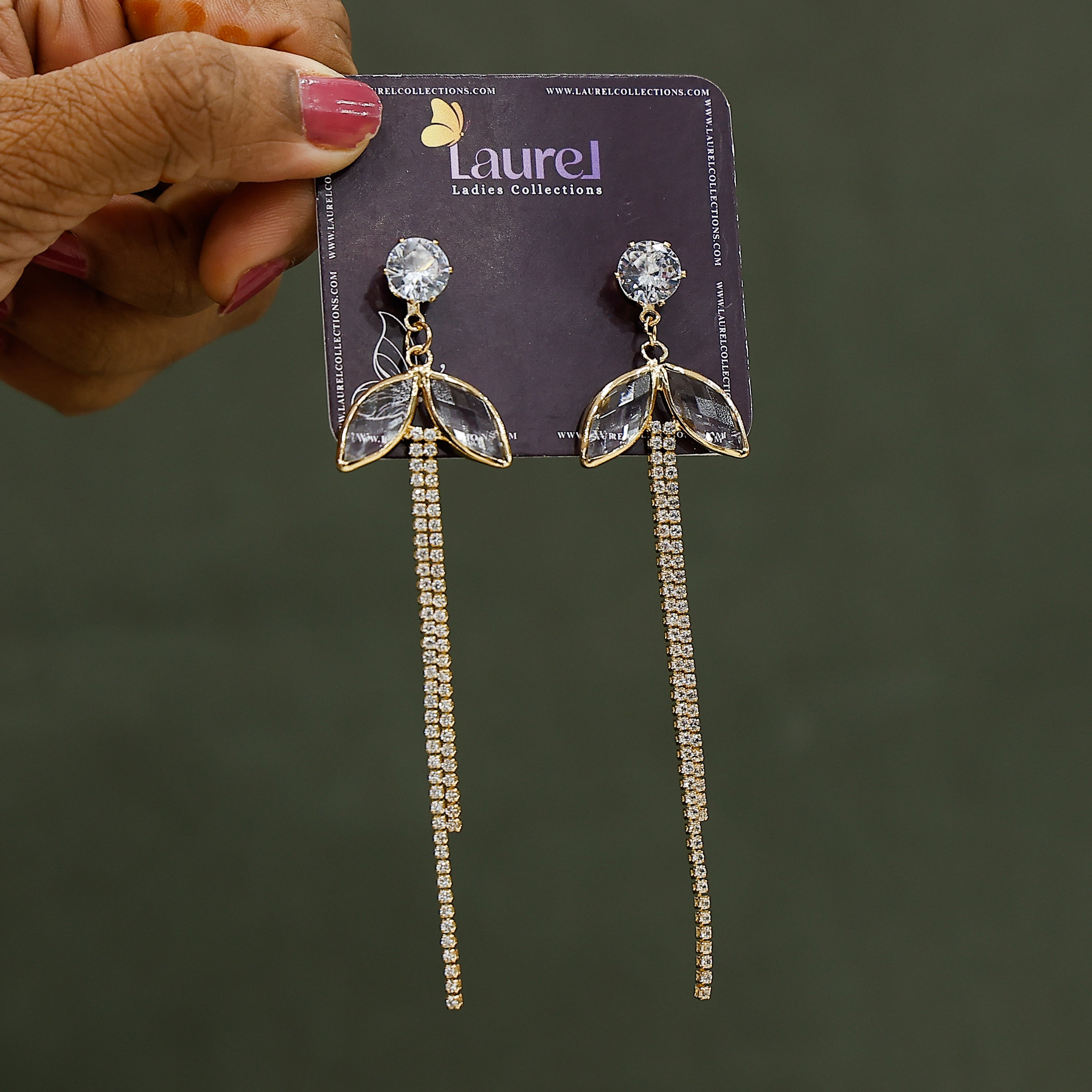 Stylish transparent stone earrings for party wear
