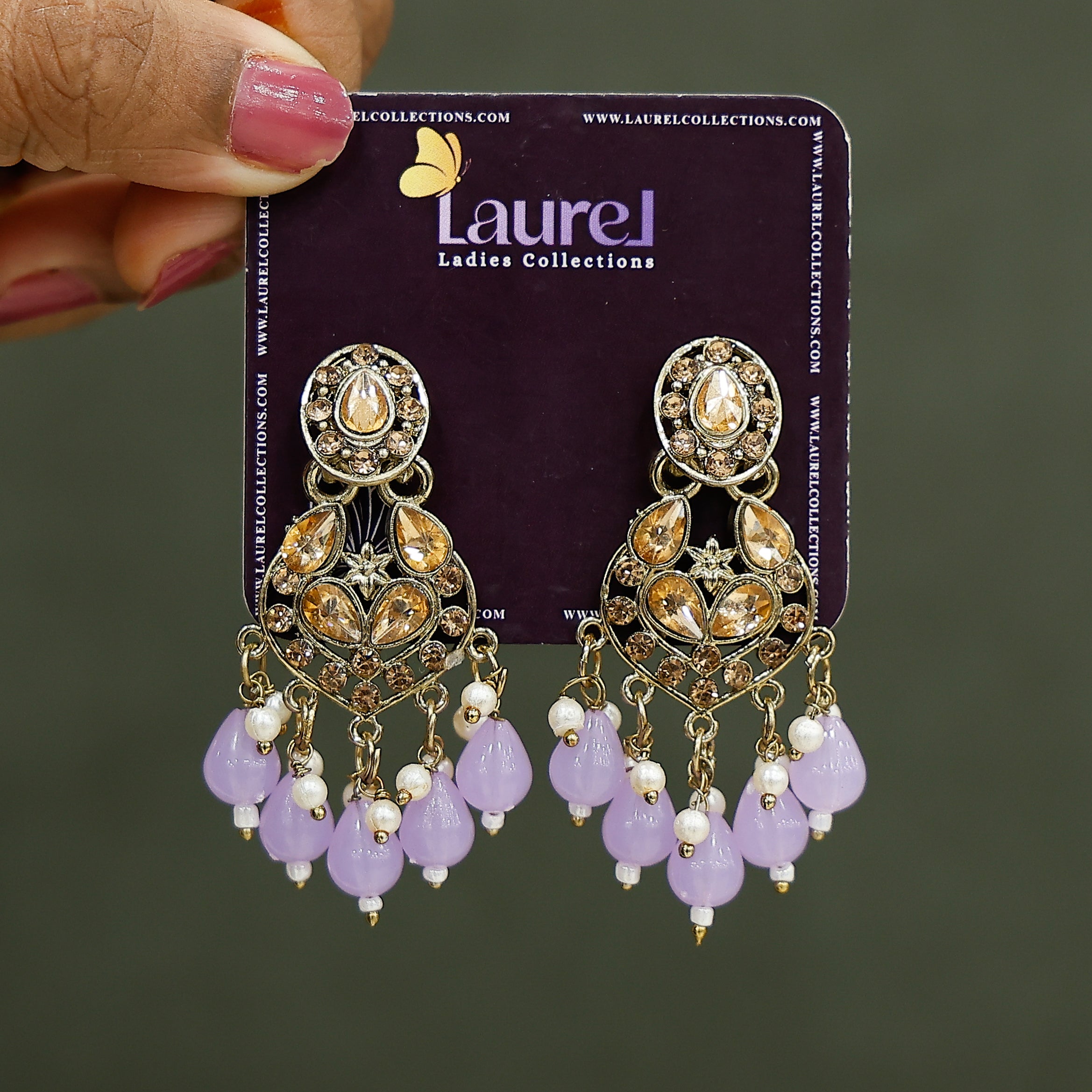 Trendy lavender party wear earrings online