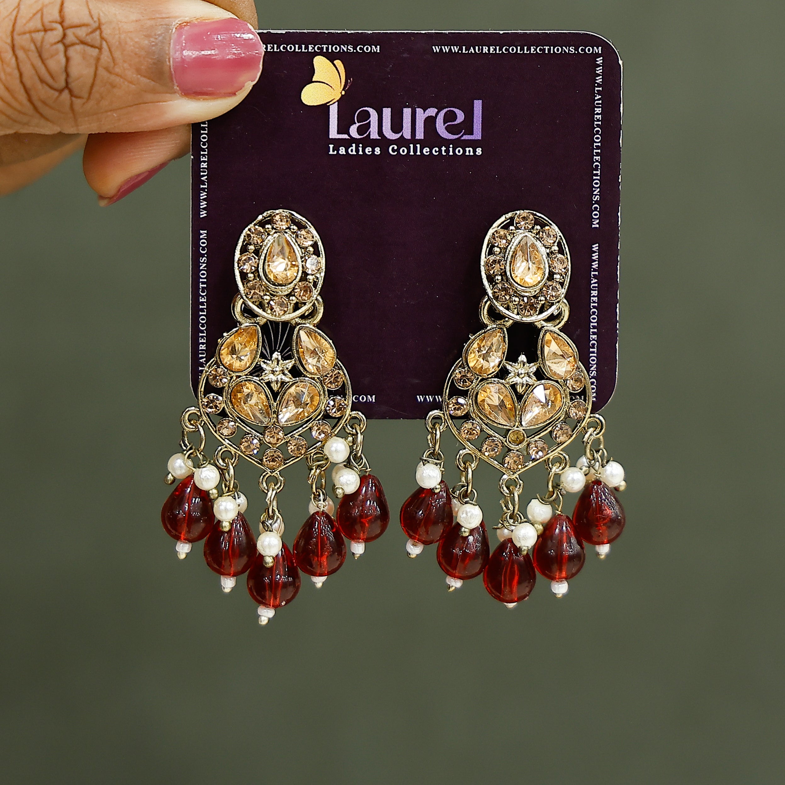 Stylish maroon dangler earrings for women