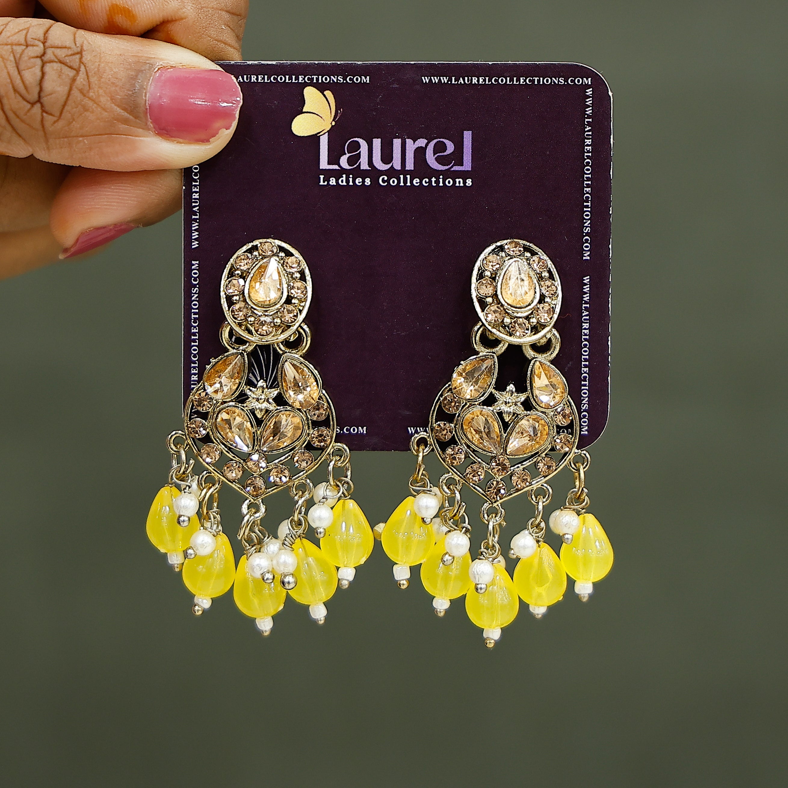 Lightweight yellow earrings for festive occasions