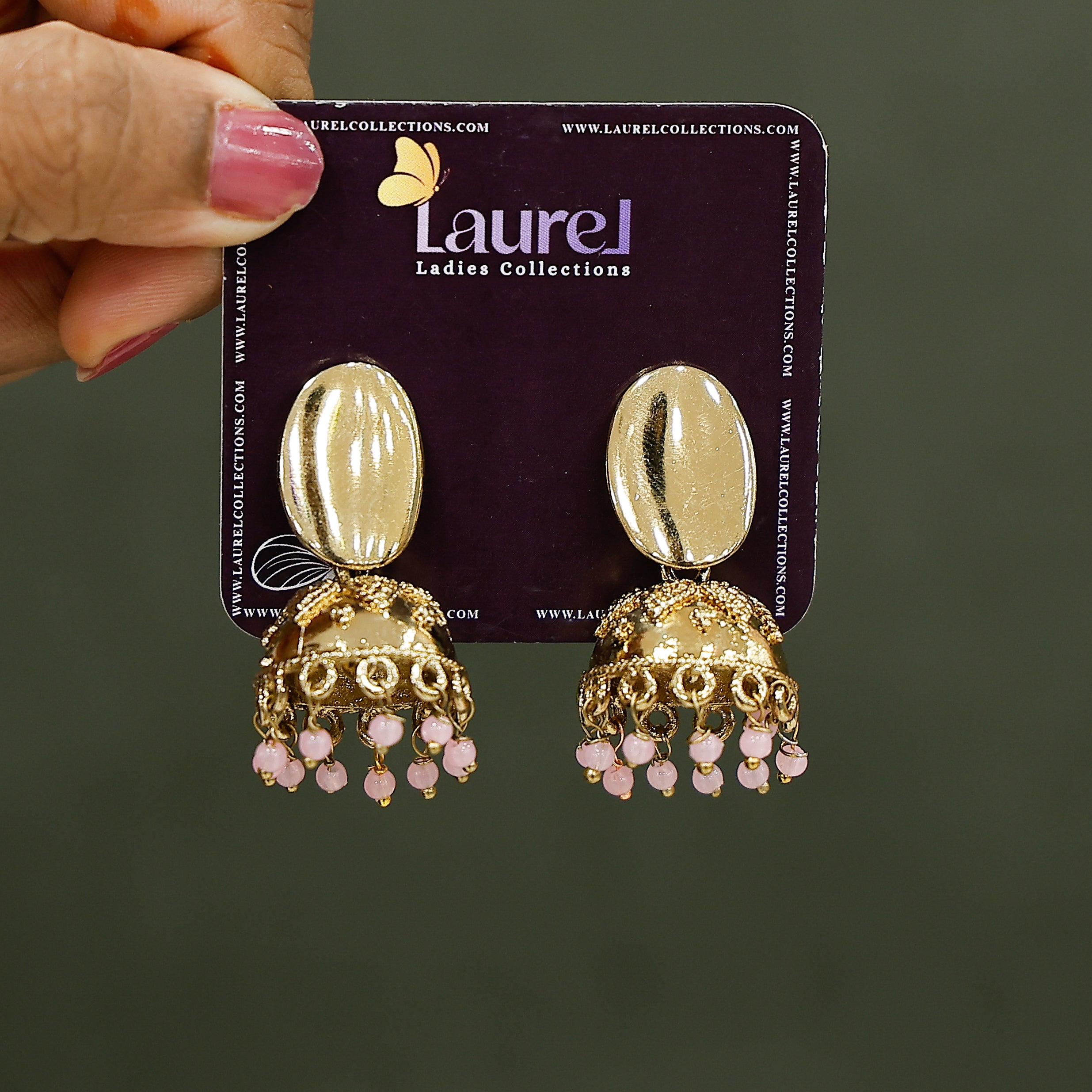 Lightweight pink beaded earrings for party wear