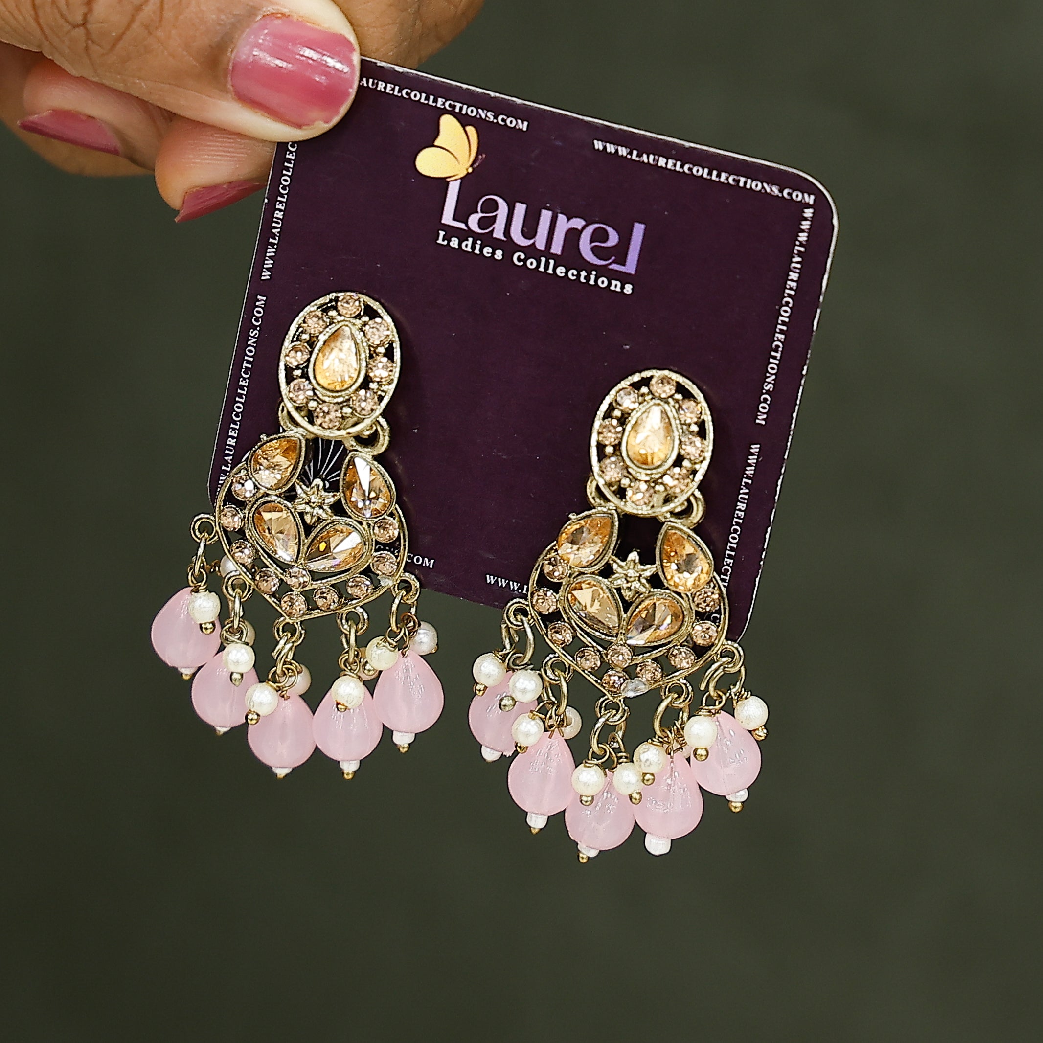 Pink dangler earrings for women