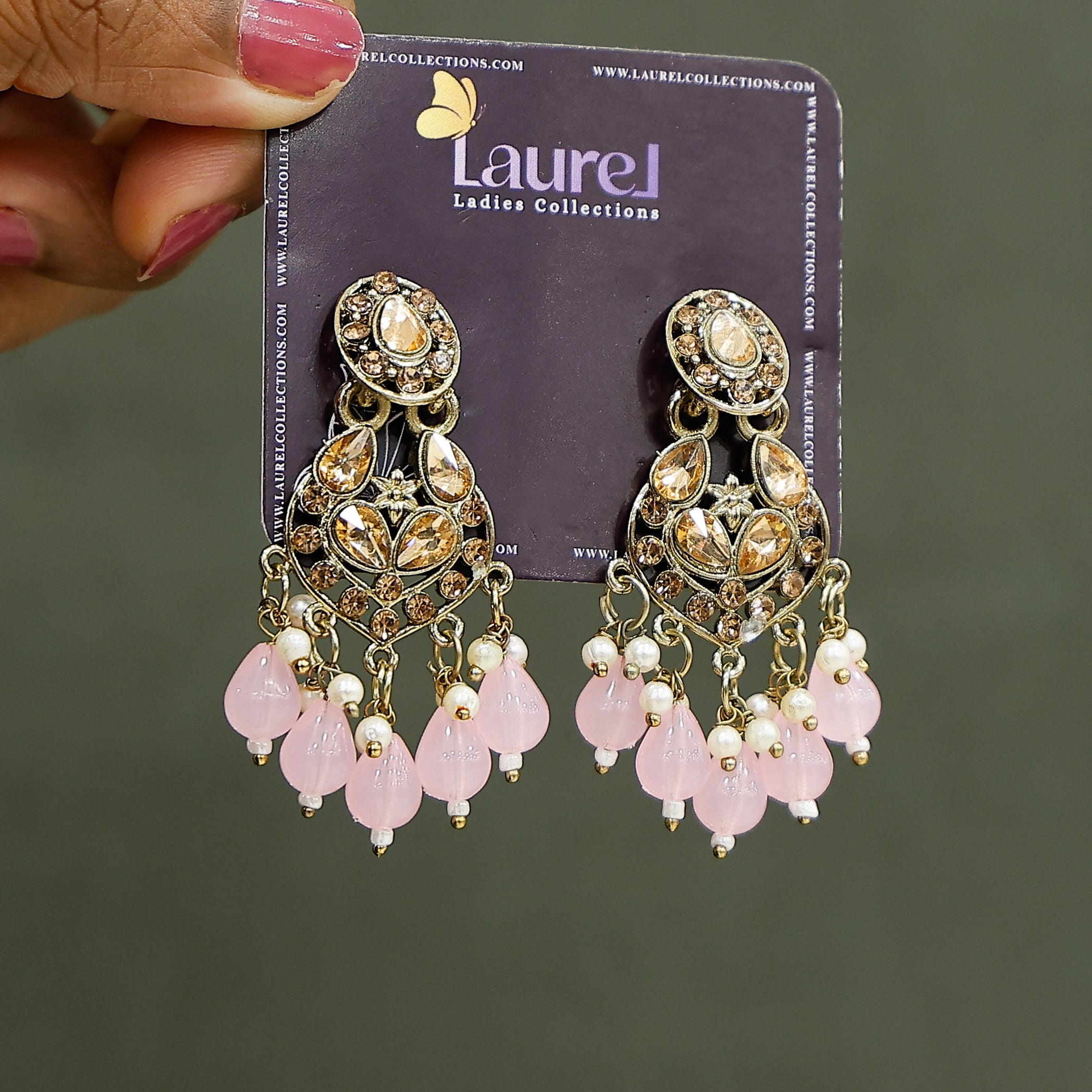 Stylish pink dangling earrings for festive occasions