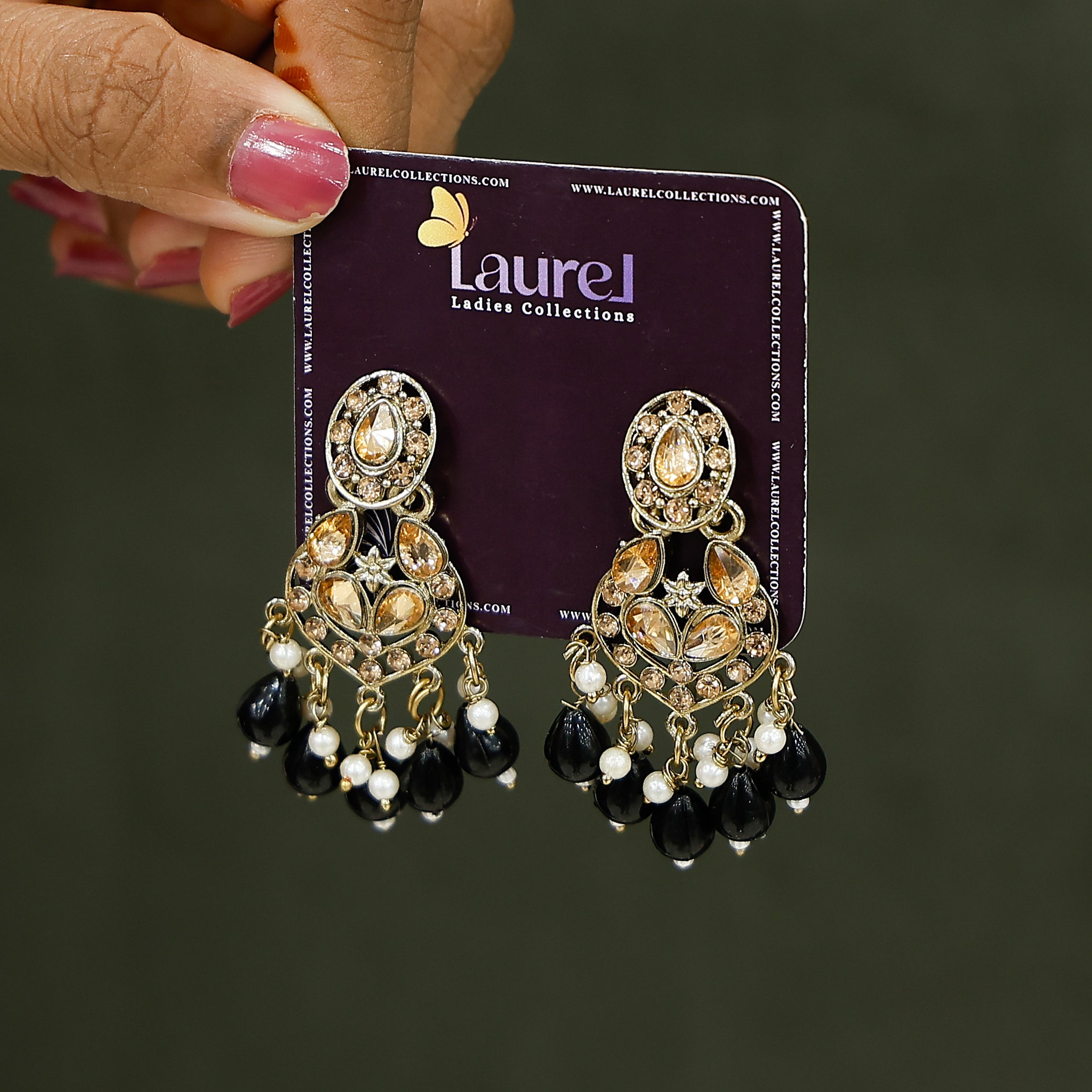Elegant black statement earrings